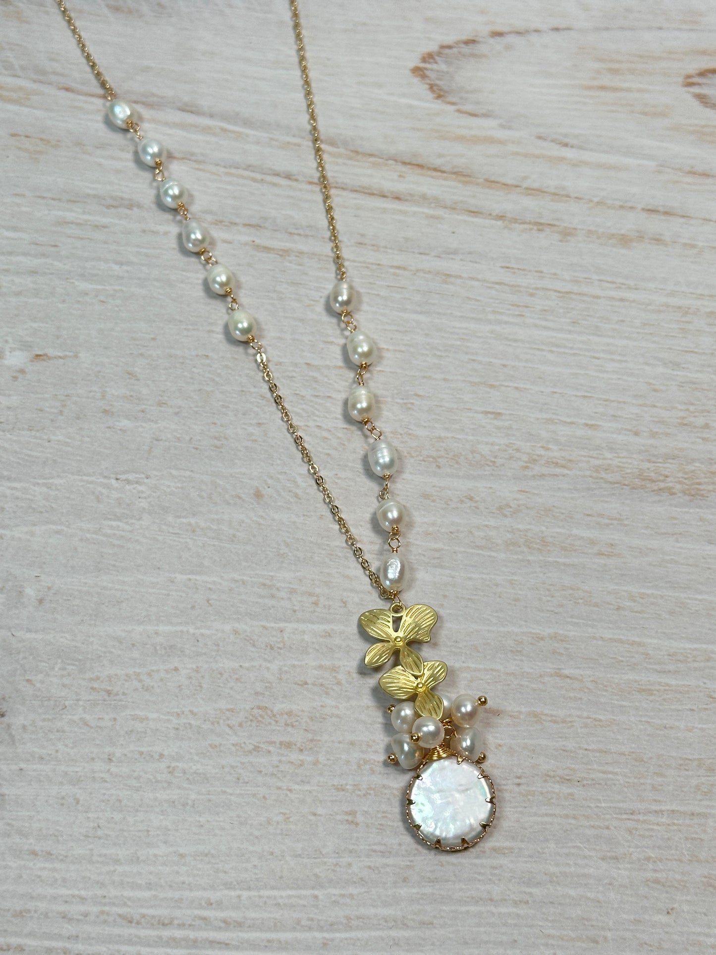 Real Pearl Sweater Pendant Necklace