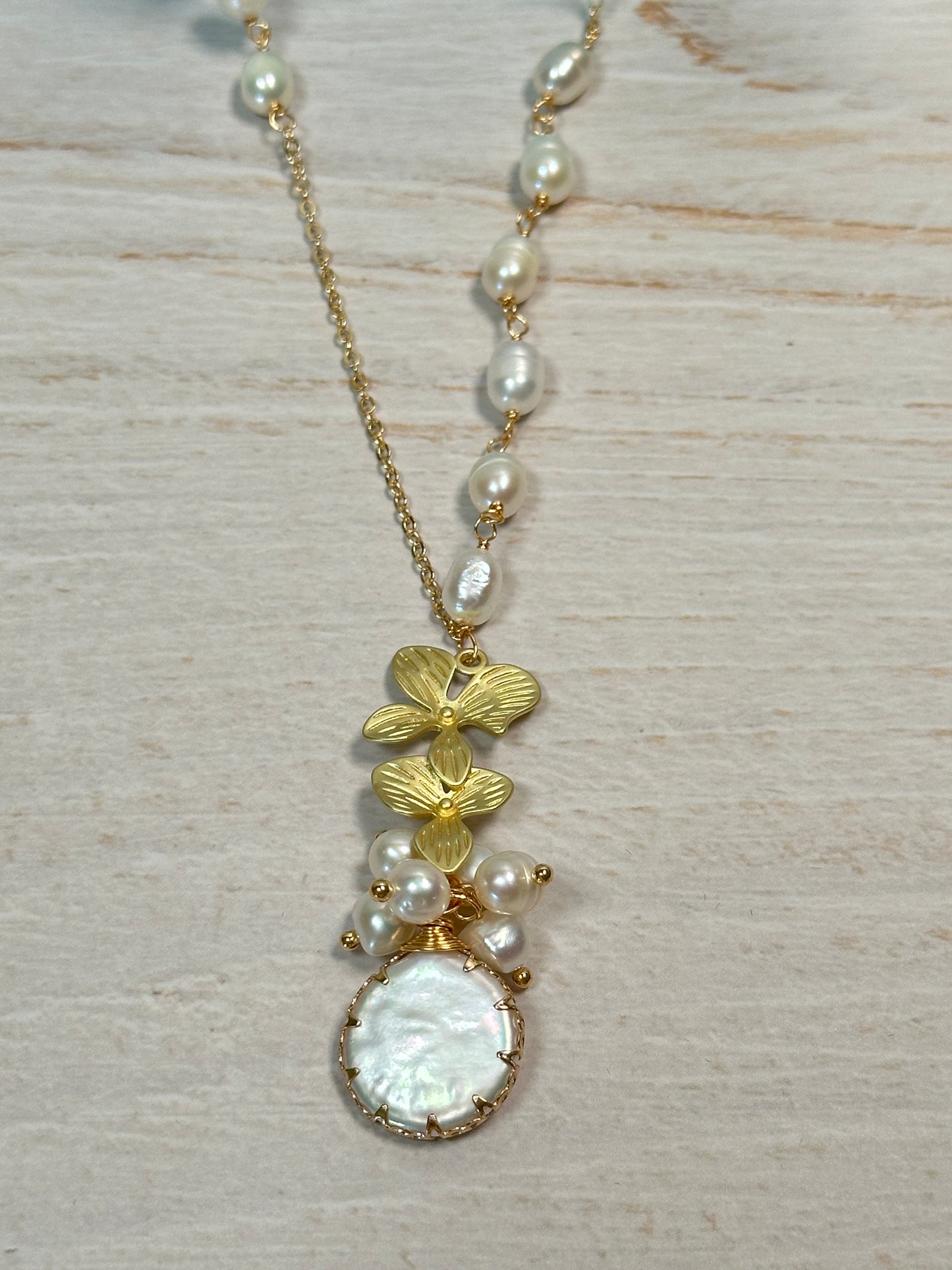 Real Pearl Sweater Pendant Necklace