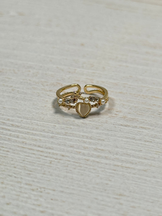 Central Heart Adjustable Ring