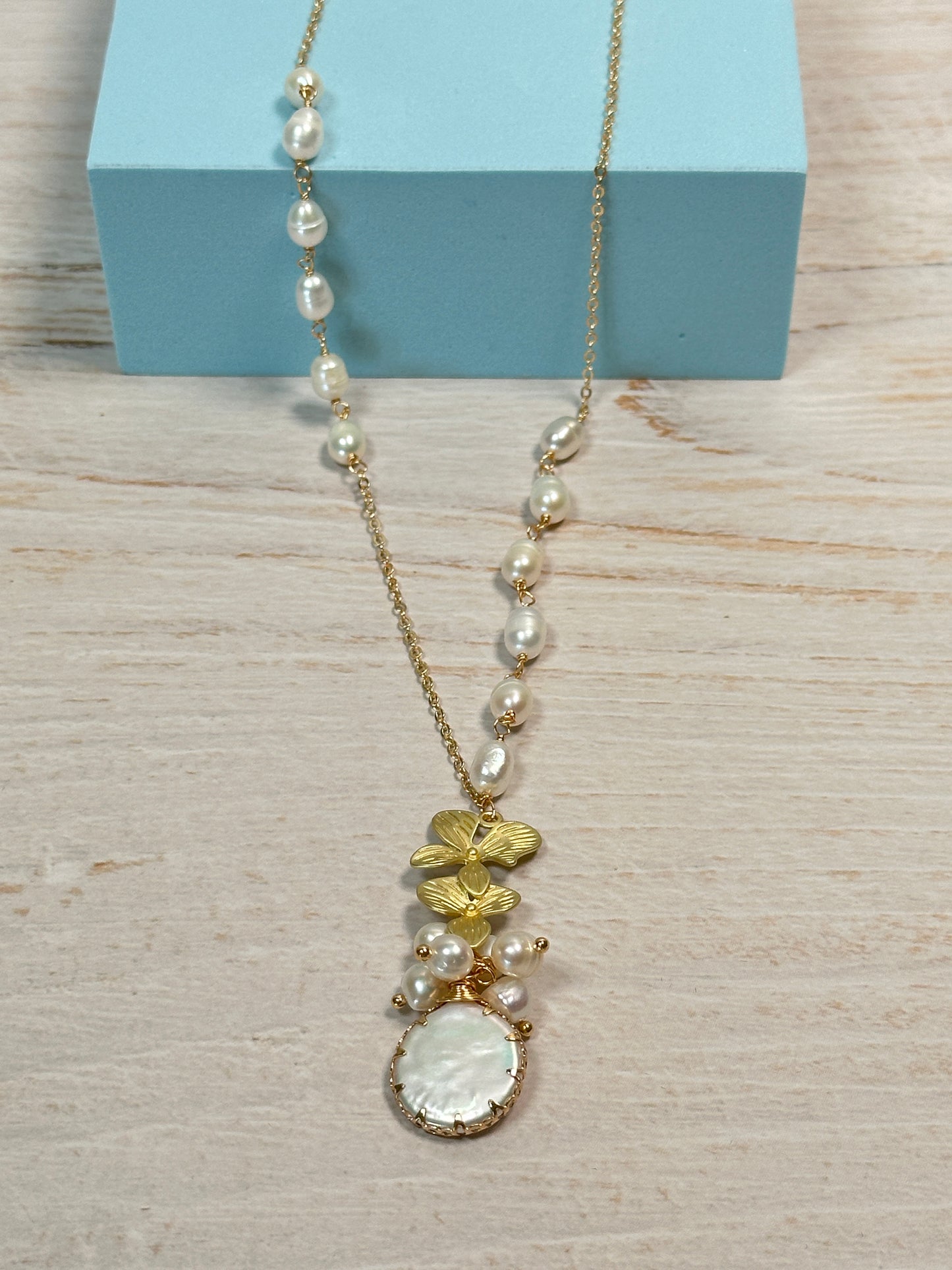 Real Pearl Sweater Pendant Necklace