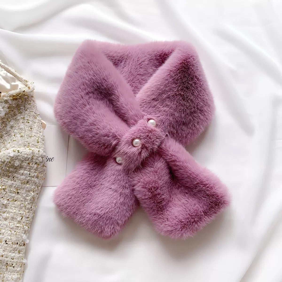 Premium Women Faux Scarf With Pearl