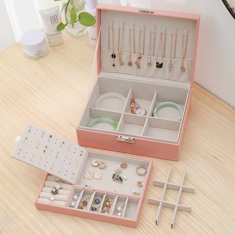 Women Two-Layers Jewelry Organizer, Pink