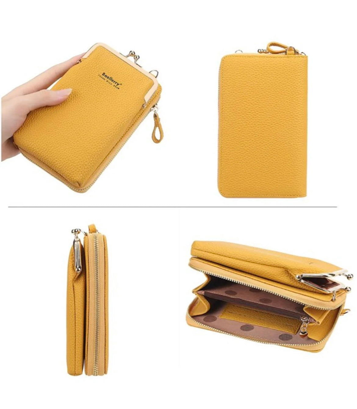 Fashion Quality Crossbody Long Bag for Phone, Yellow