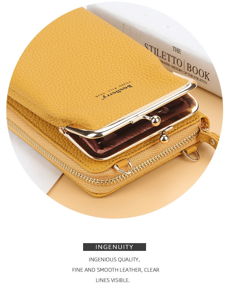 Fashion Quality Crossbody Long Bag for Phone, Yellow