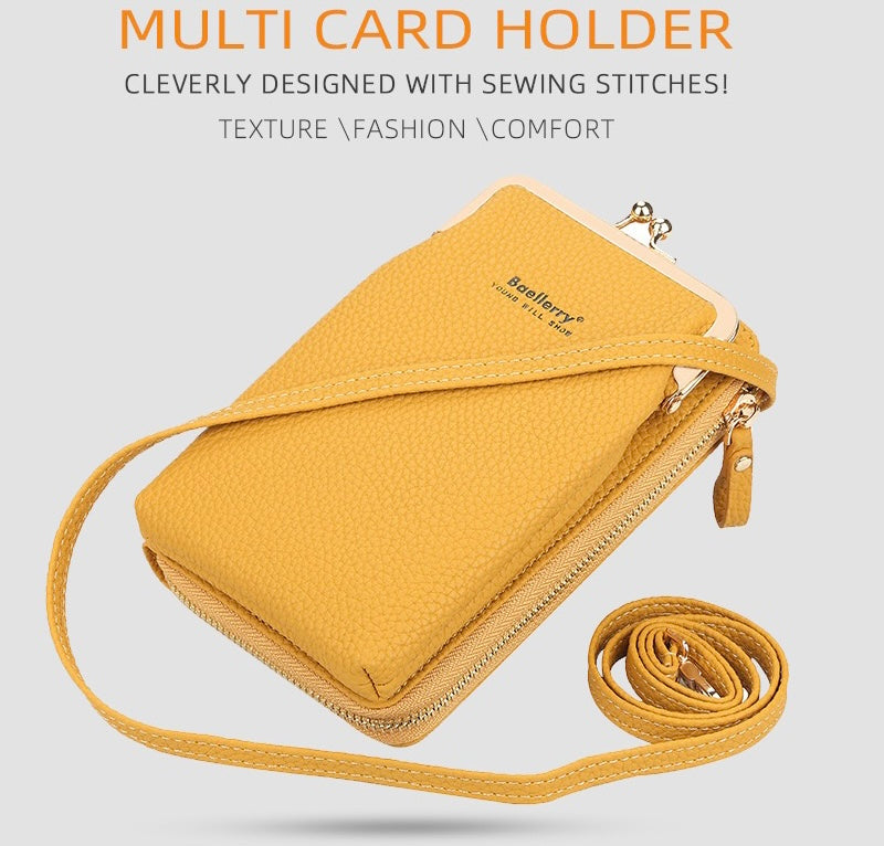 Fashion Quality Crossbody Long Bag for Phone, Yellow