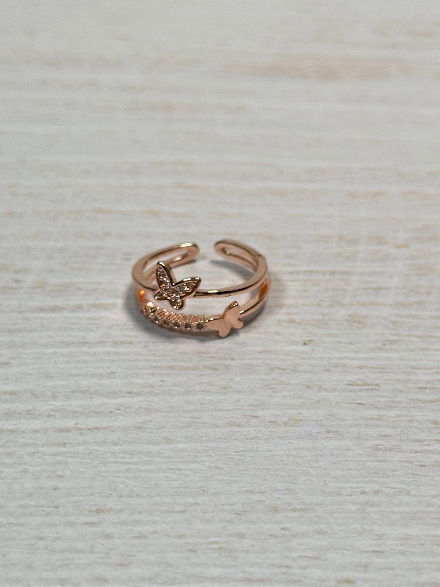 Little Butterfly Open Ring in Rose Gold Color