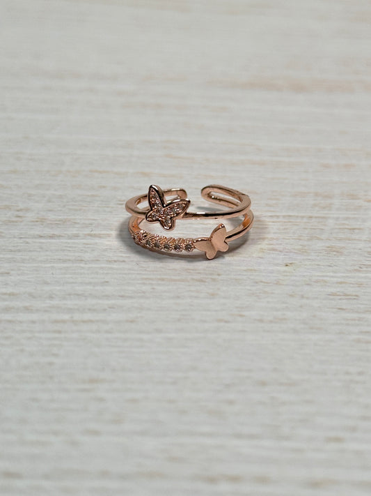 Little Butterfly Open Ring in Rose Gold Color