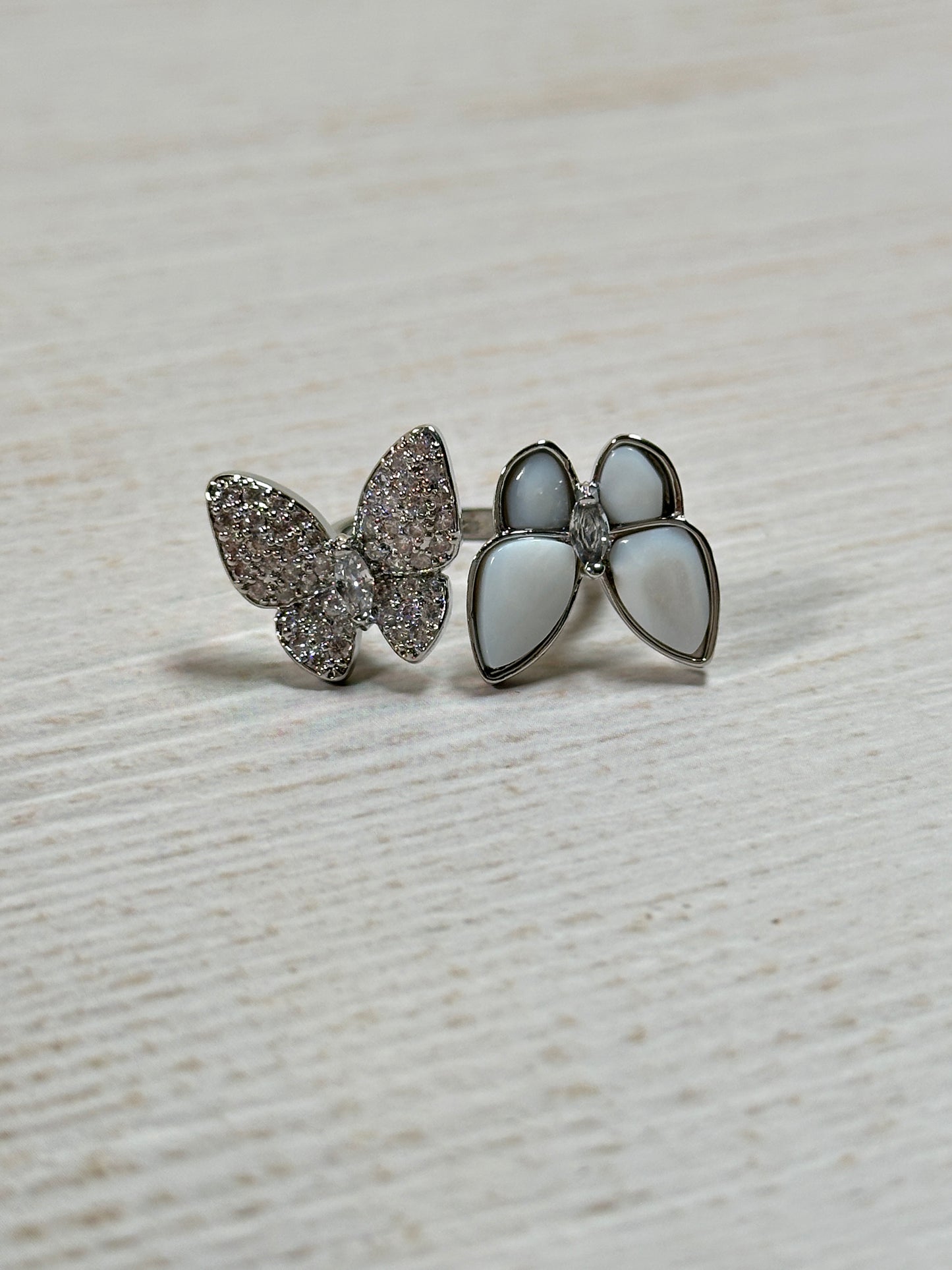 Butterfly Adjustable Ring, Silver