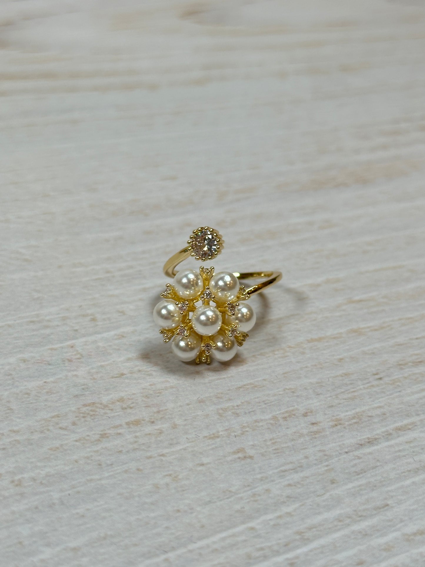 Quality Pearl Flower Adjustable Ring