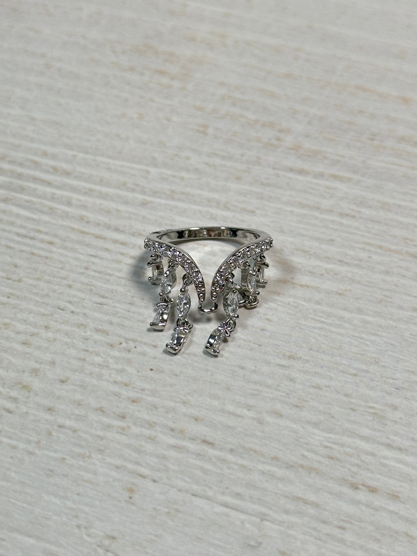 Cubic Zirconia Tassel Adjustable Ring