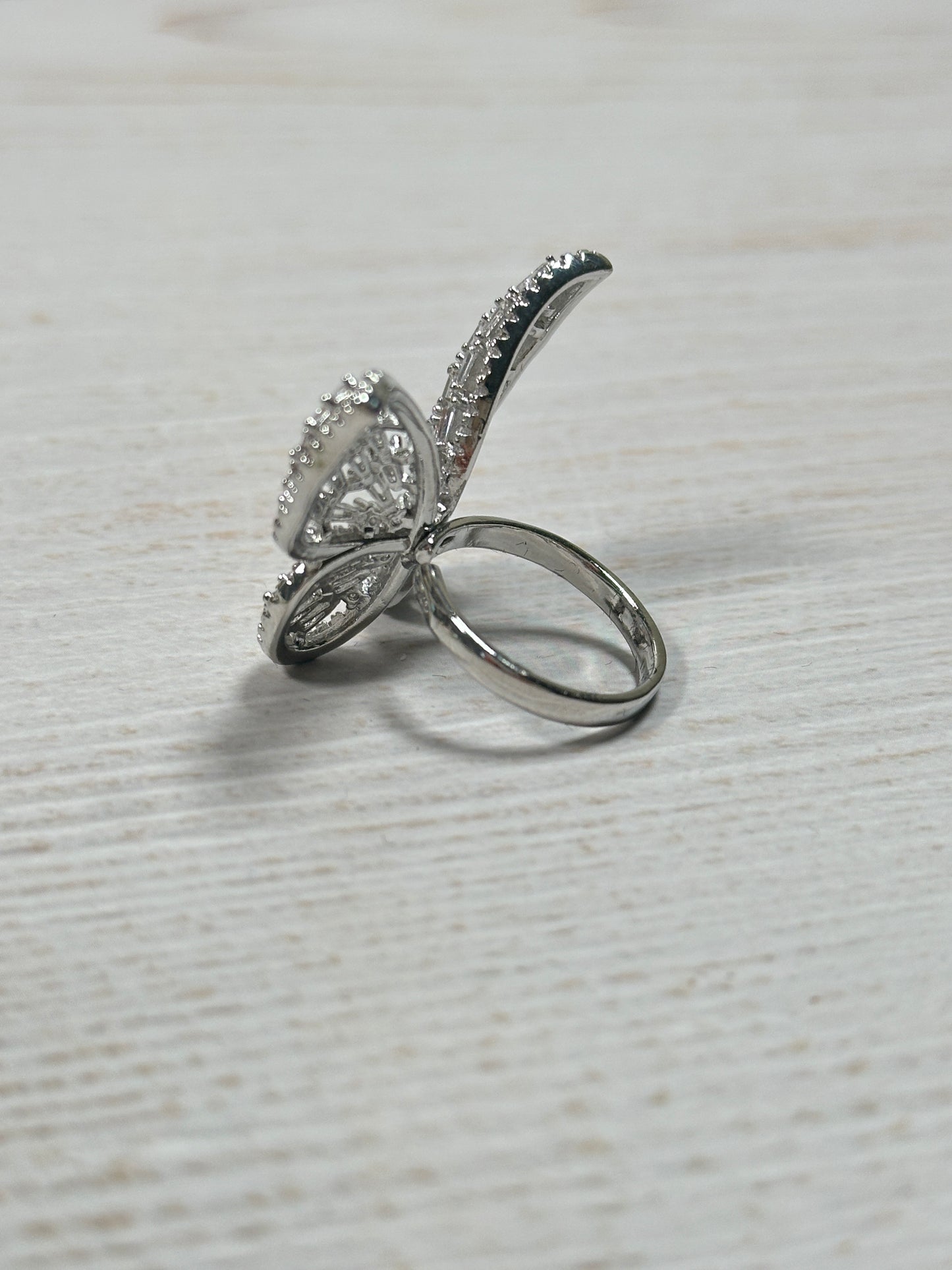 Big Butterfly Cubic Zirconia Adjustable Ring