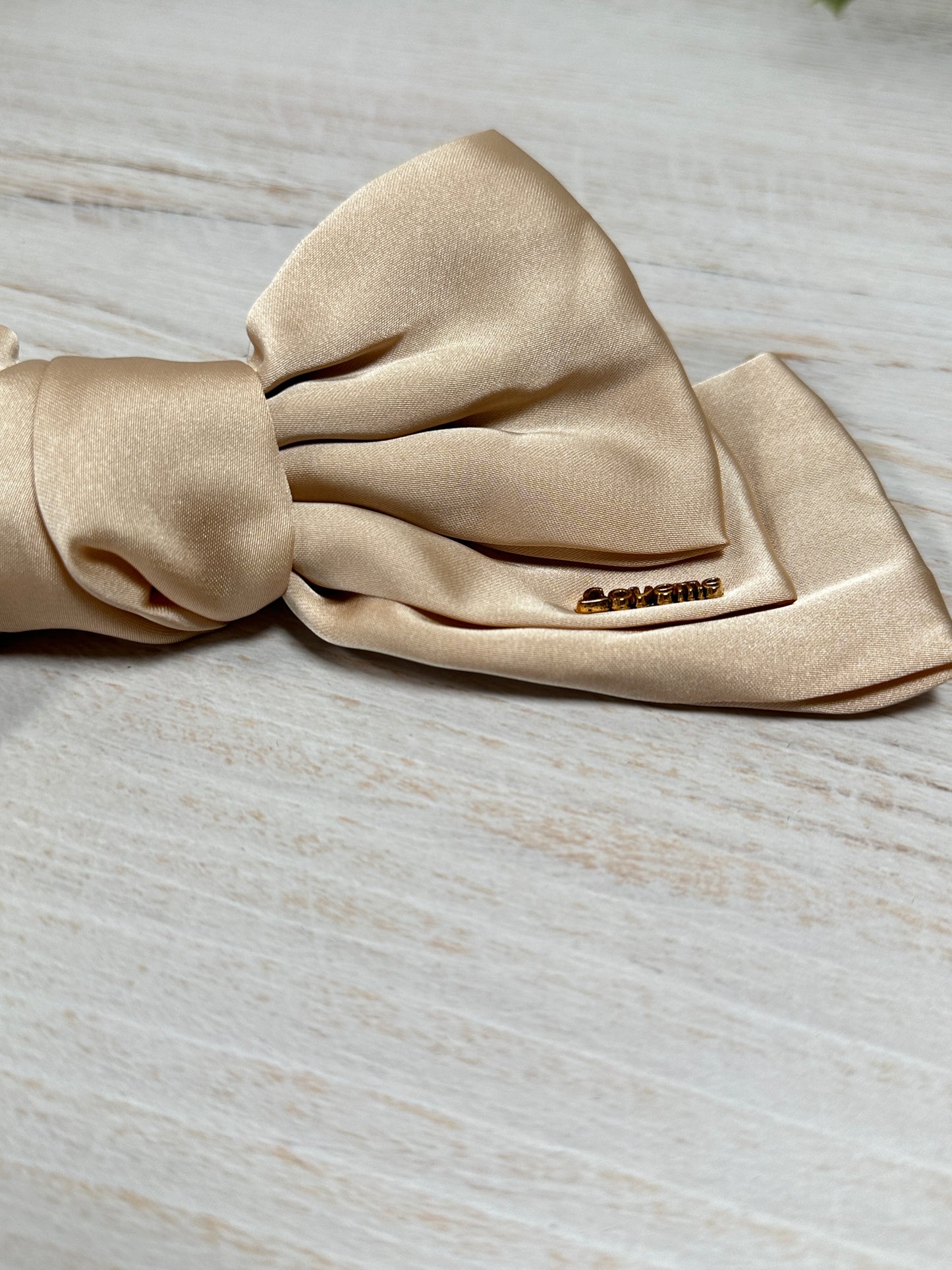 Satin Bow Clip Large, Cream