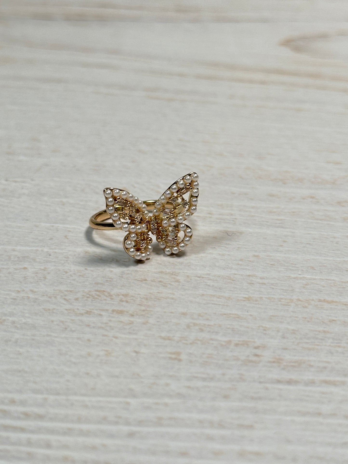 Butterfly Pearl Adjustable Ring