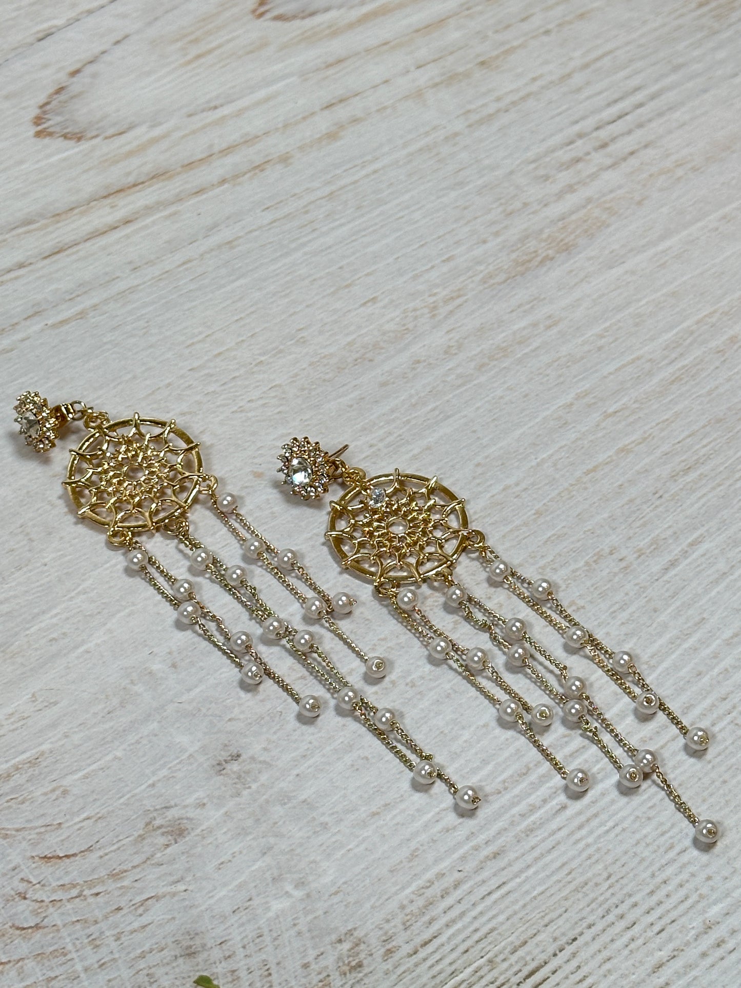 Dream Catcher Pearl Tassel Earring