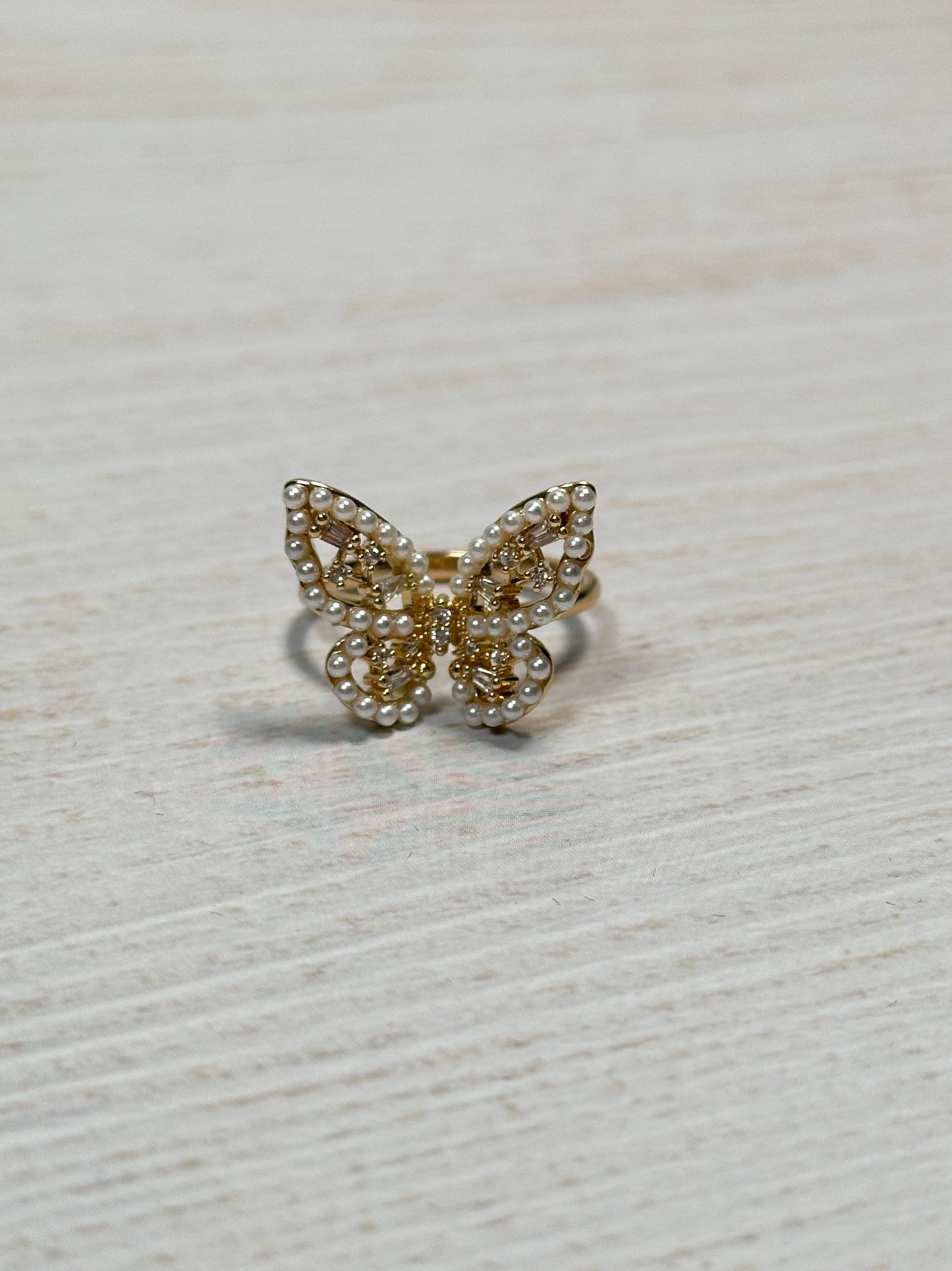 Butterfly Pearl Adjustable Ring