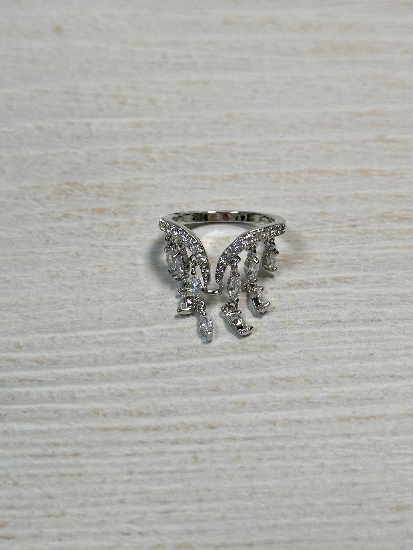 Cubic Zirconia Tassel Adjustable Ring