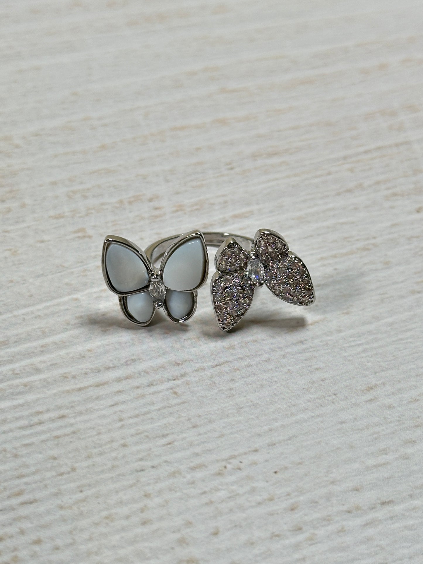 Butterfly Adjustable Ring, Silver