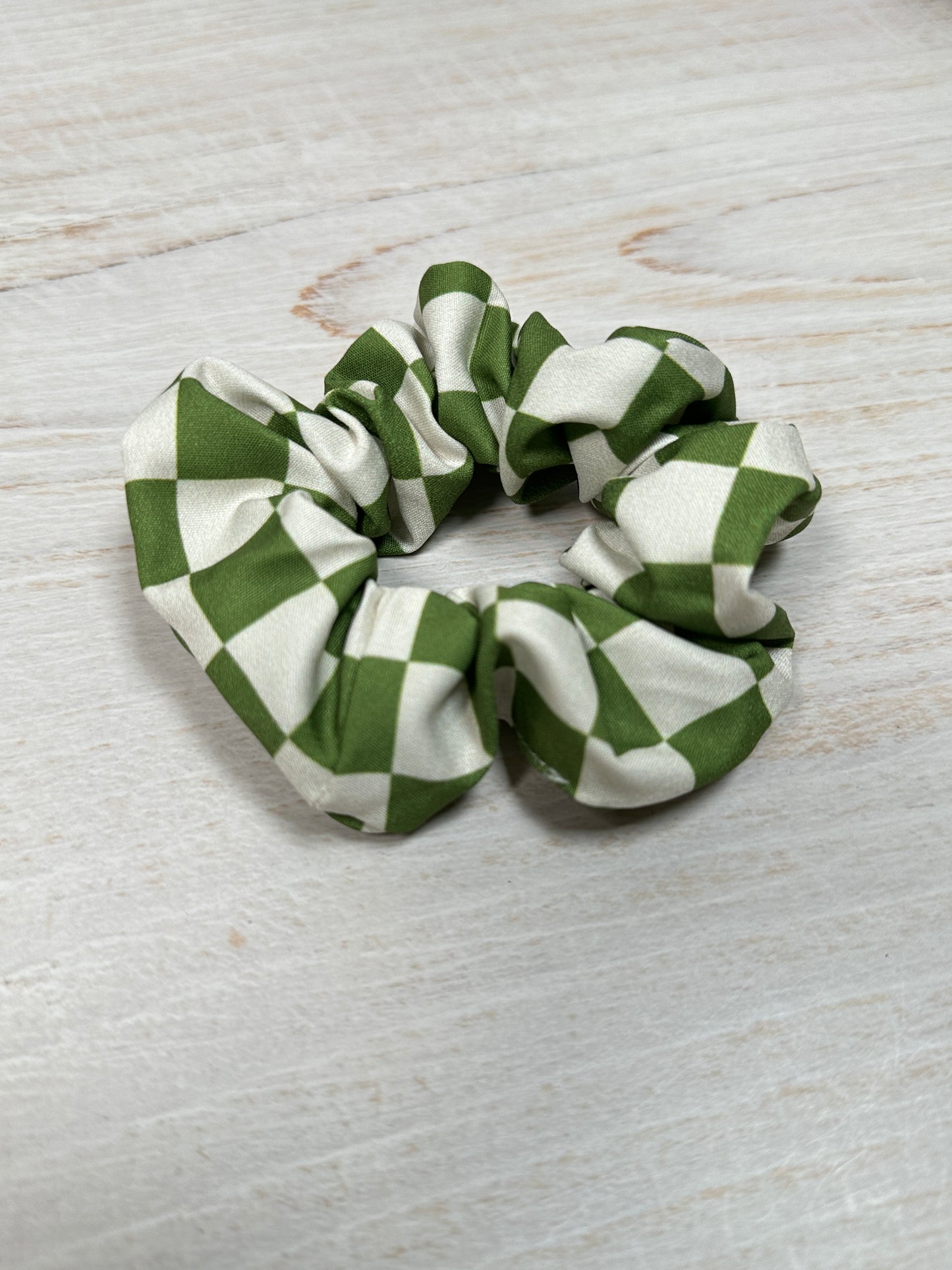 Hair Tie Satin Green Plaid