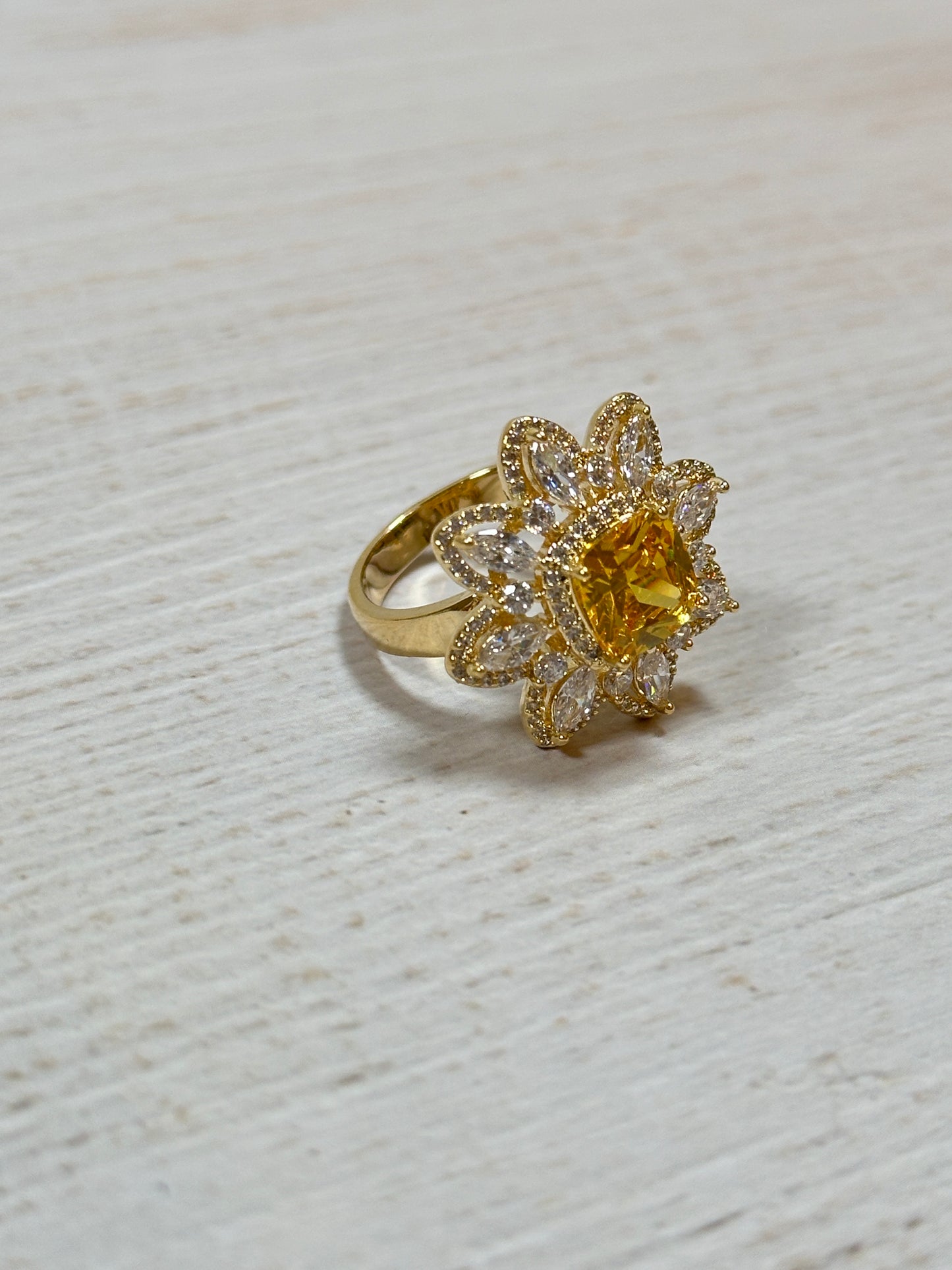 Sparkling Flower Cubic Zirconia Adjustable Ring