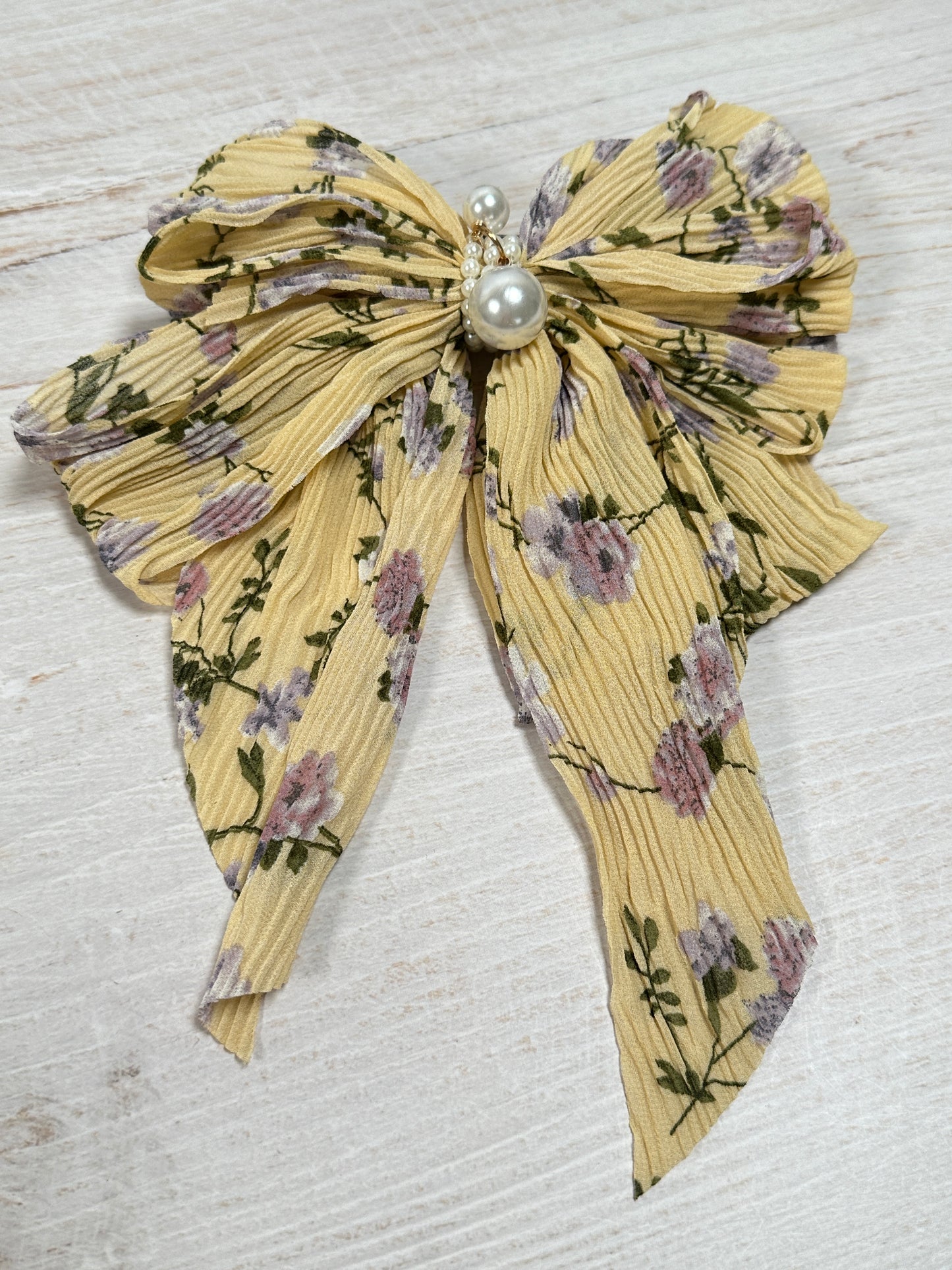 Large Flower Bow Clip, Yellow