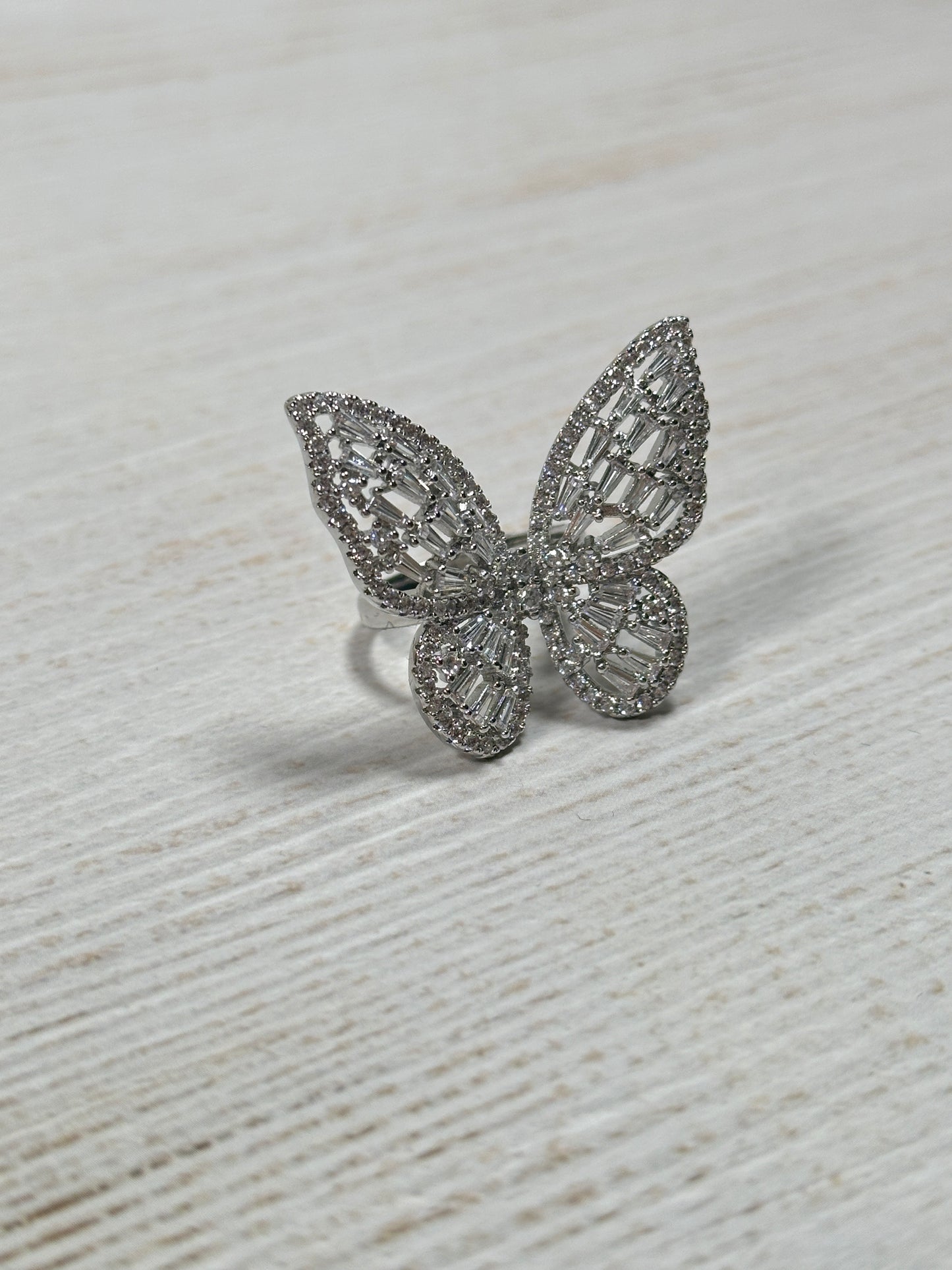 Big Butterfly Cubic Zirconia Adjustable Ring