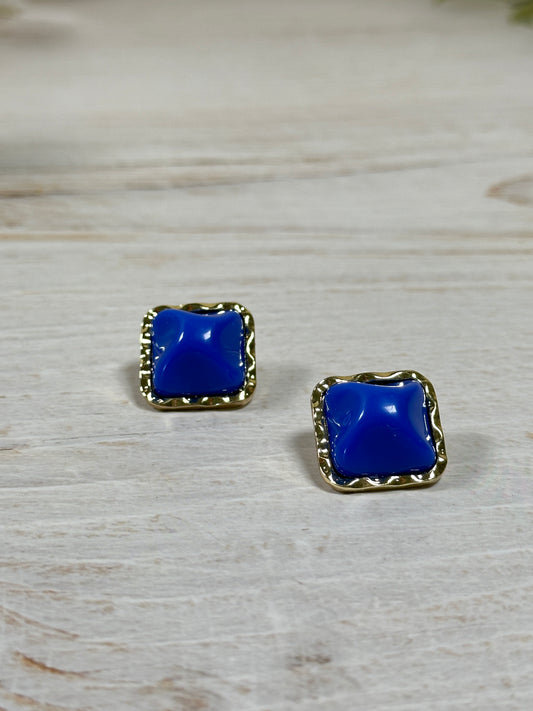 Square Chic Earring, Blue