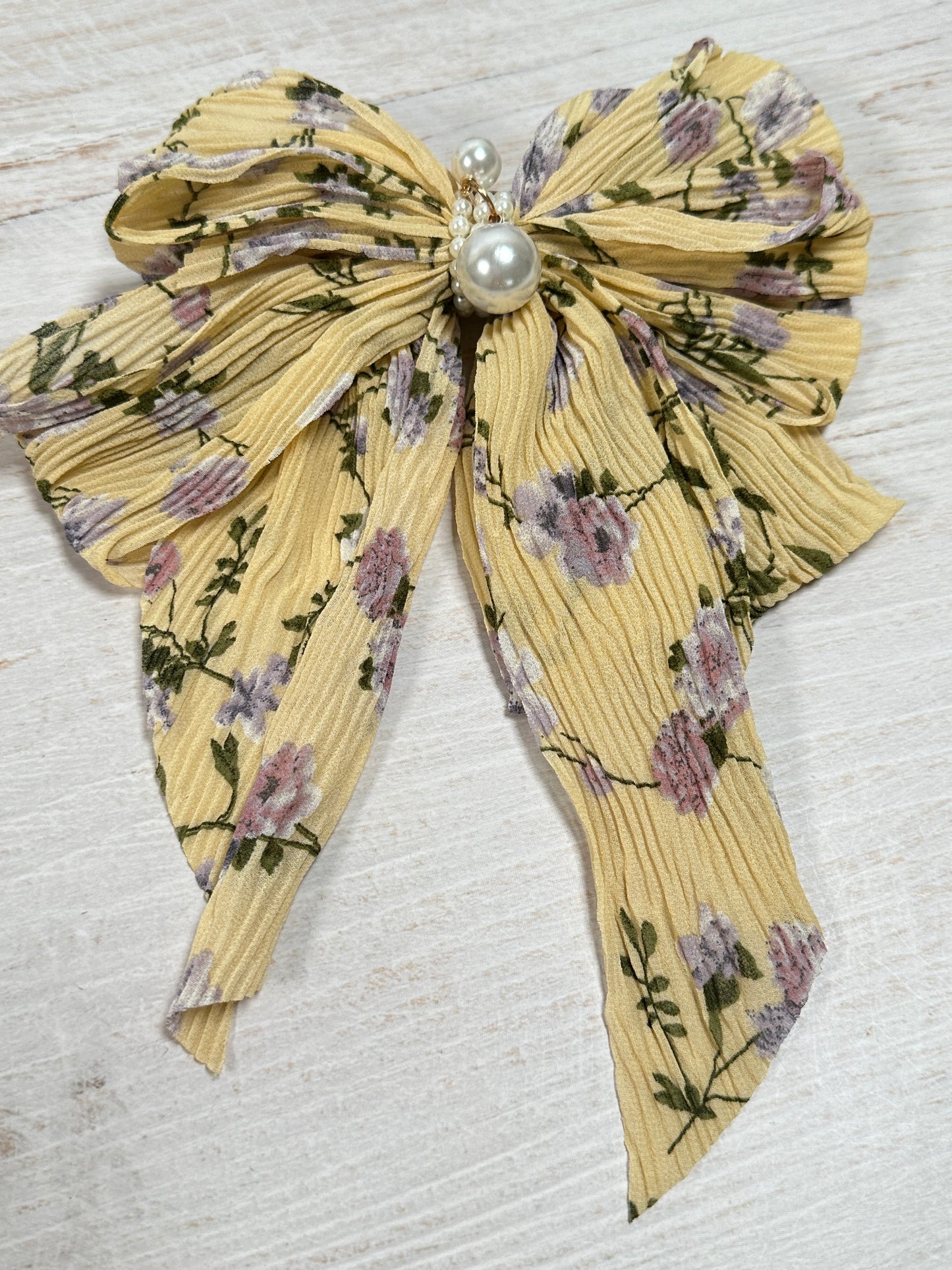 Large Flower Bow Clip, Yellow