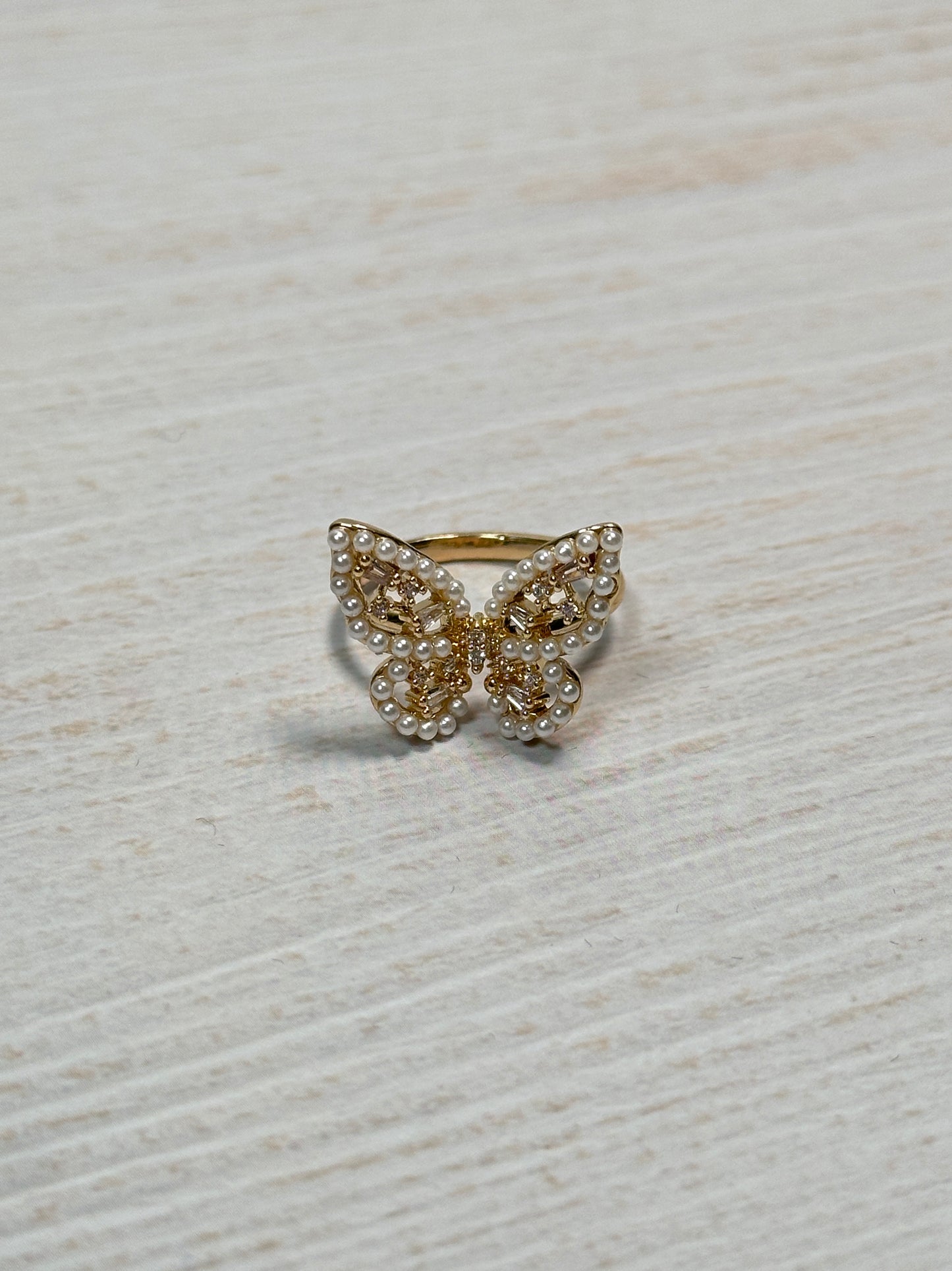 Butterfly Pearl Adjustable Ring