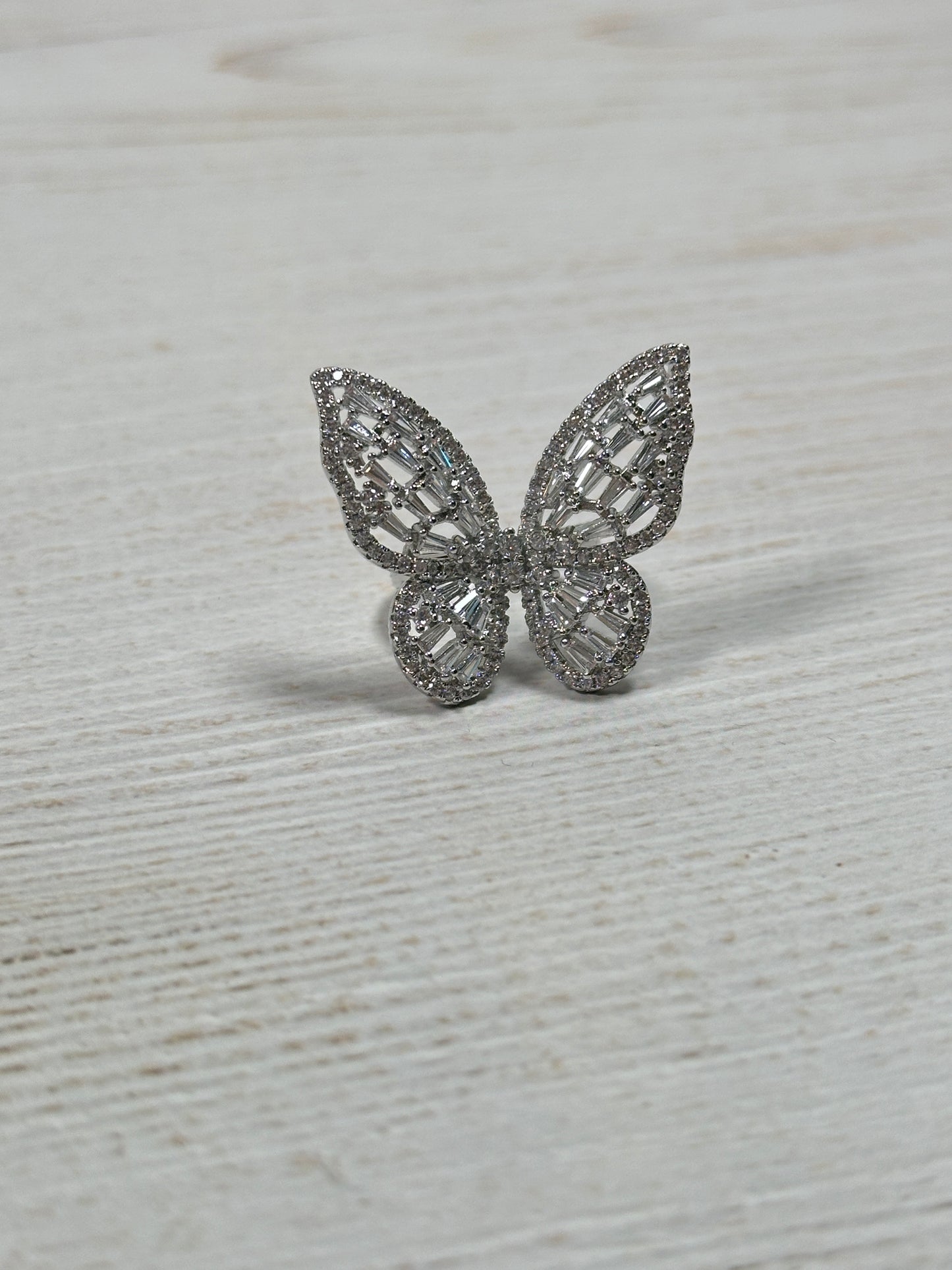 Big Butterfly Cubic Zirconia Adjustable Ring