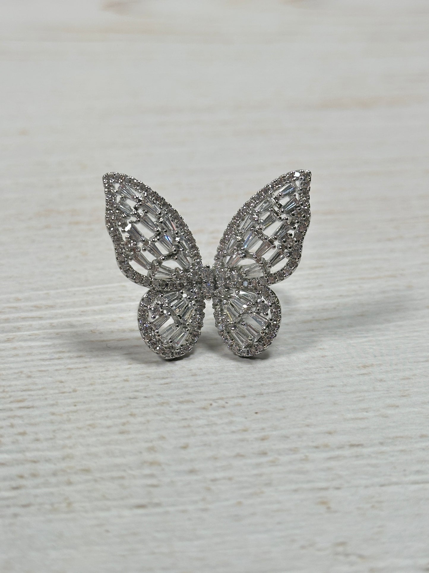 Big Butterfly Cubic Zirconia Adjustable Ring