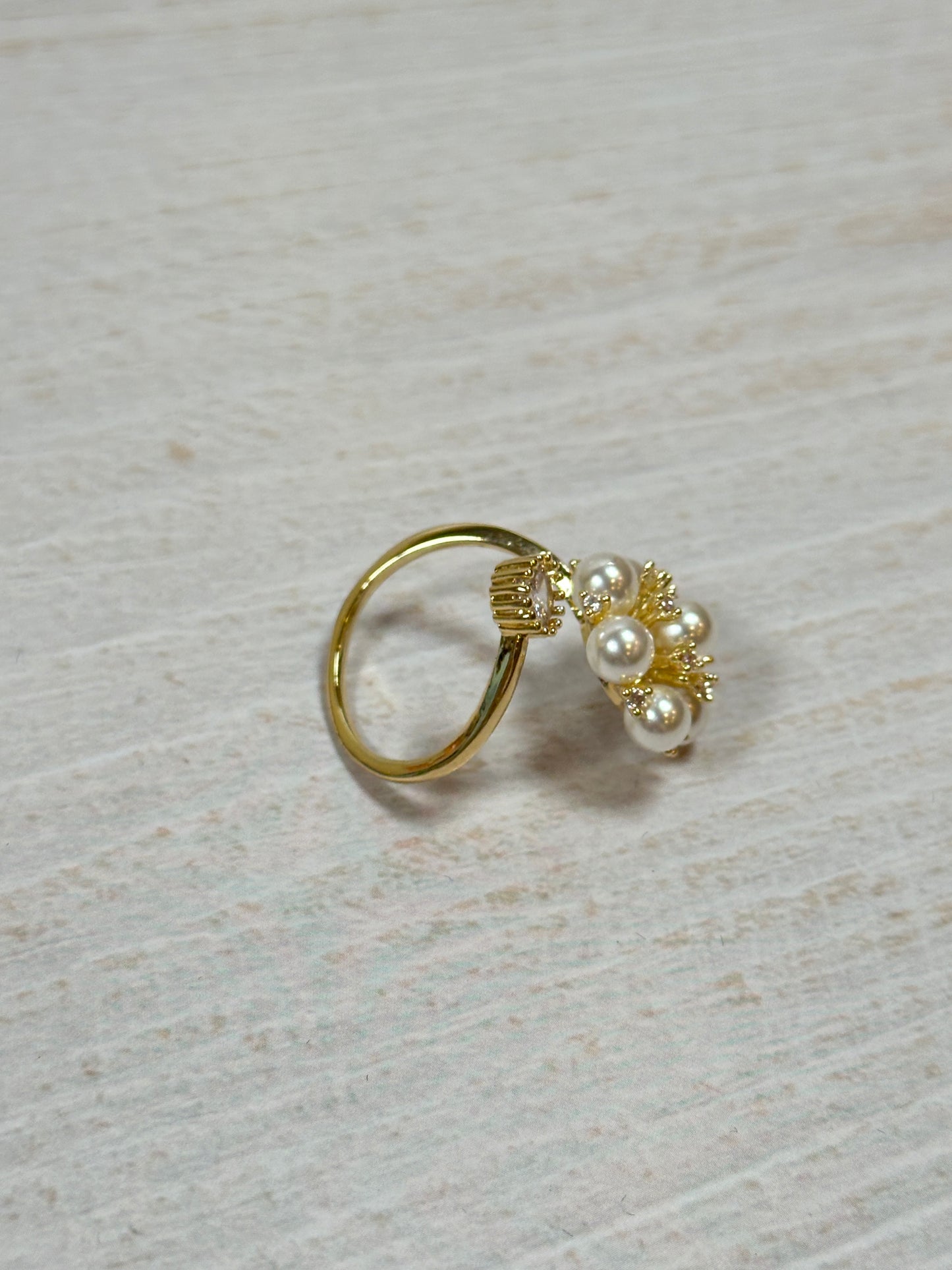 Quality Pearl Flower Adjustable Ring