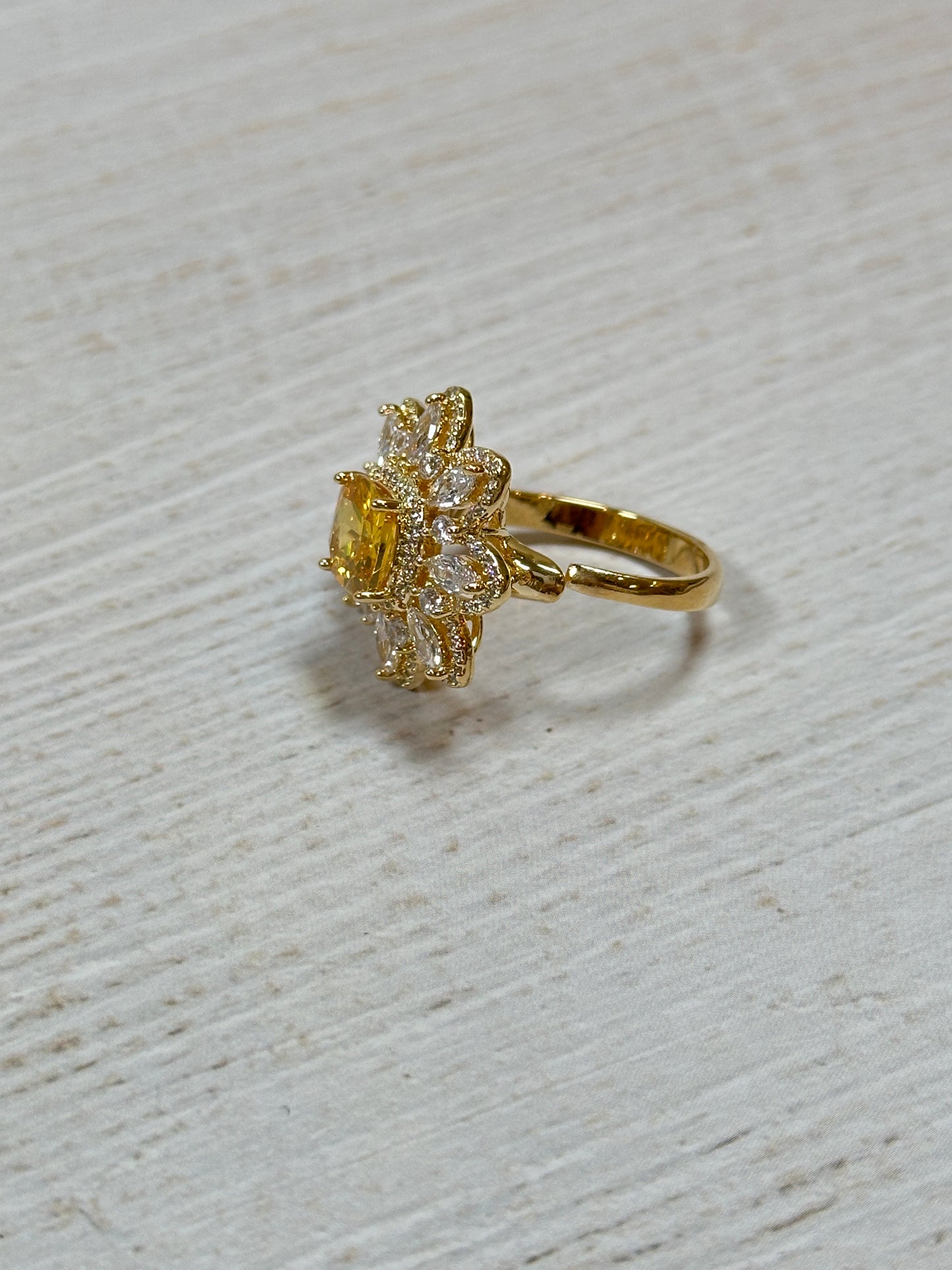 Sparkling Flower Cubic Zirconia Adjustable Ring