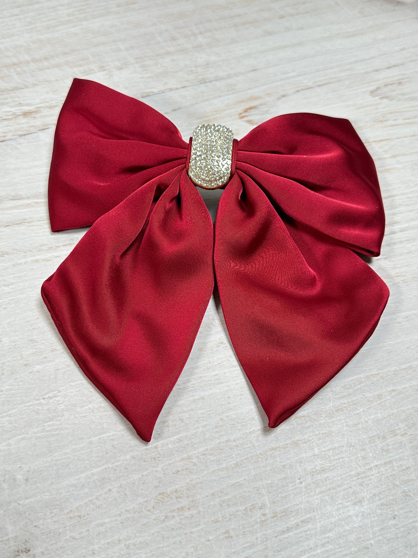 Elegant Crystal Satin Bow Clip