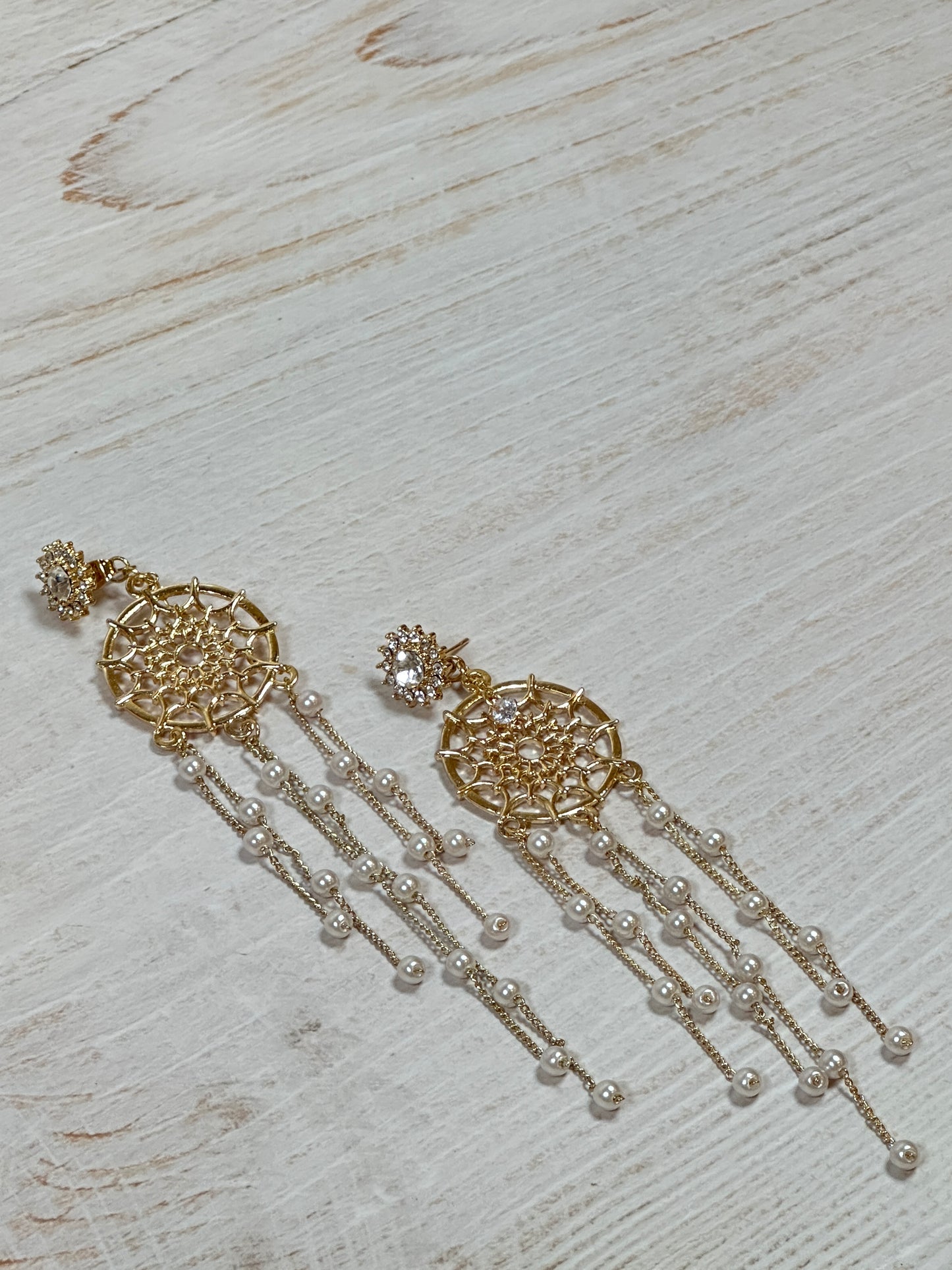 Dream Catcher Pearl Tassel Earring