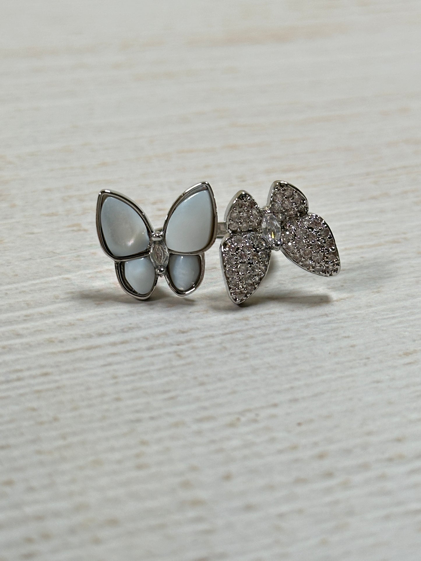 Butterfly Adjustable Ring, Silver