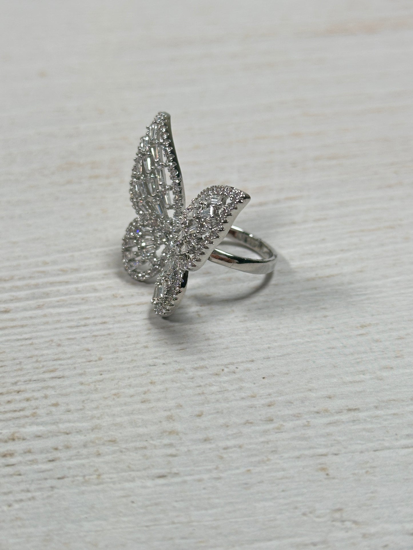 Big Butterfly Cubic Zirconia Adjustable Ring