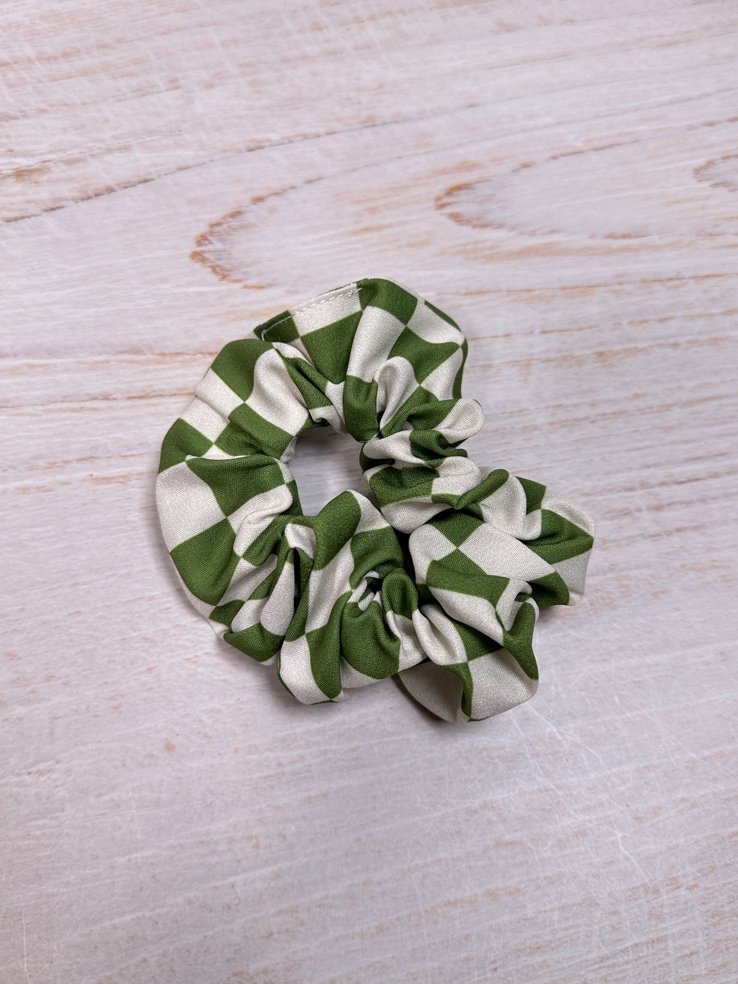 Hair Tie Satin Green Plaid