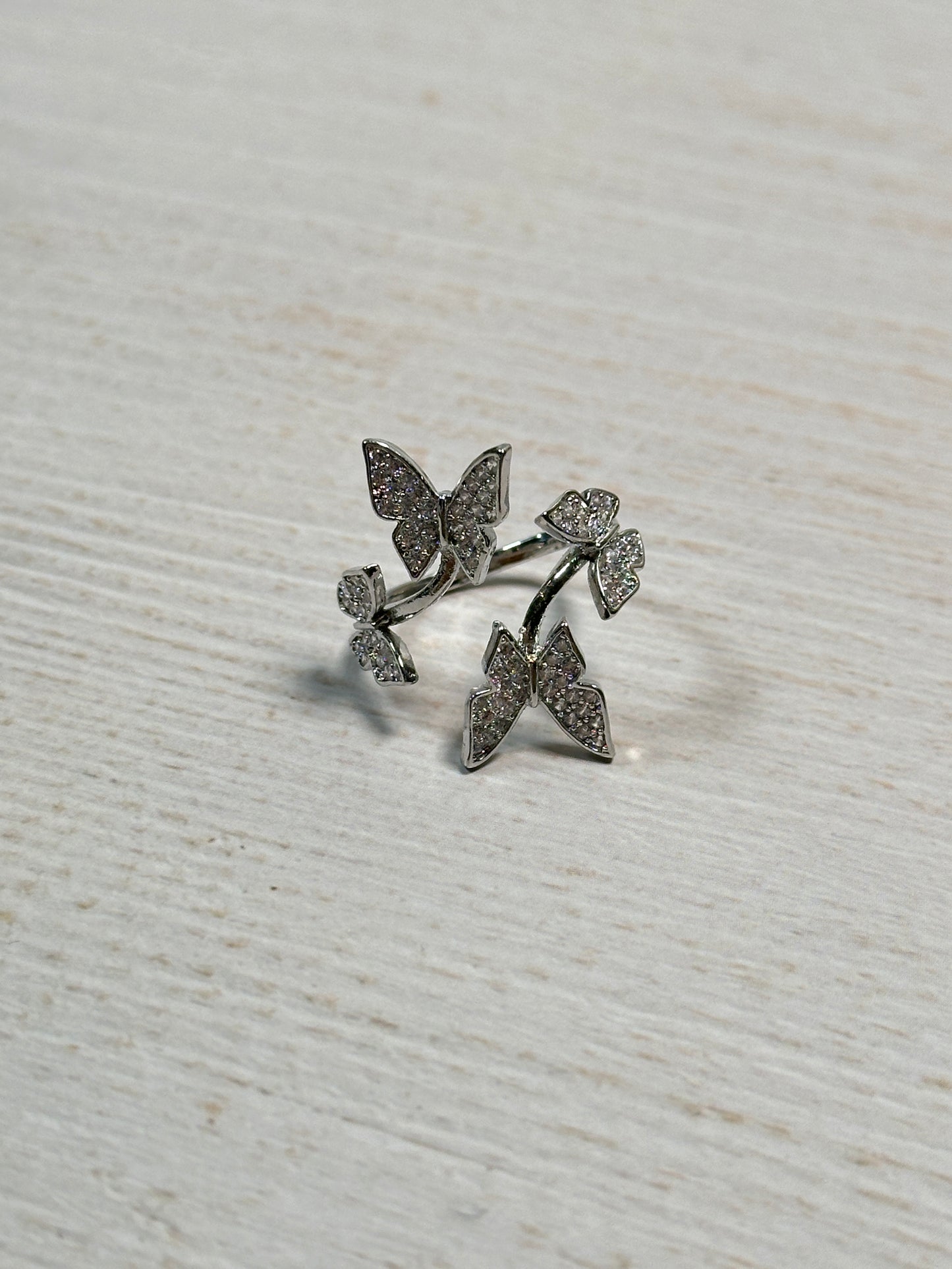 Butterfly Cubic Zirconia Adjustable Ring