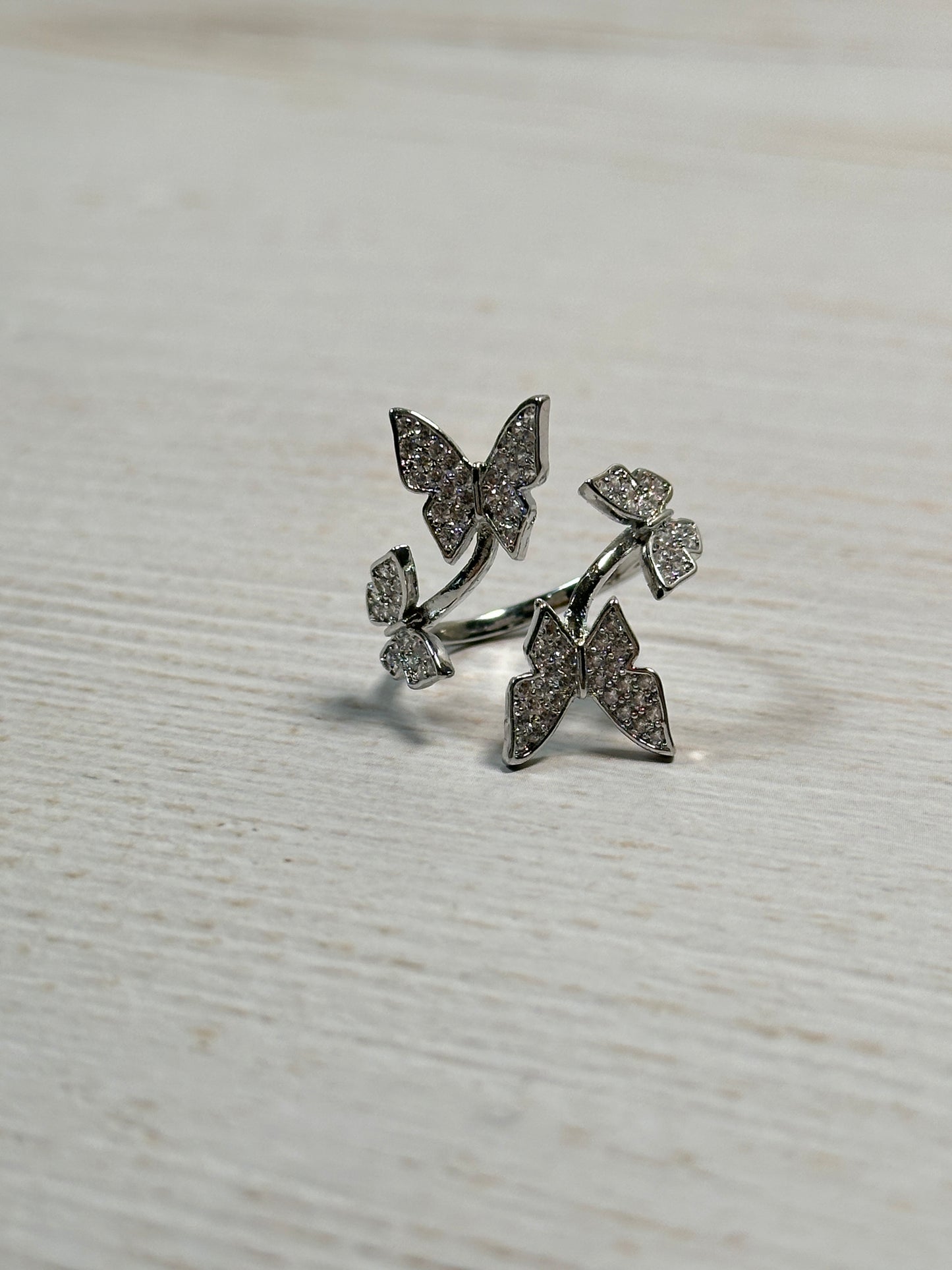 Butterfly Cubic Zirconia Adjustable Ring