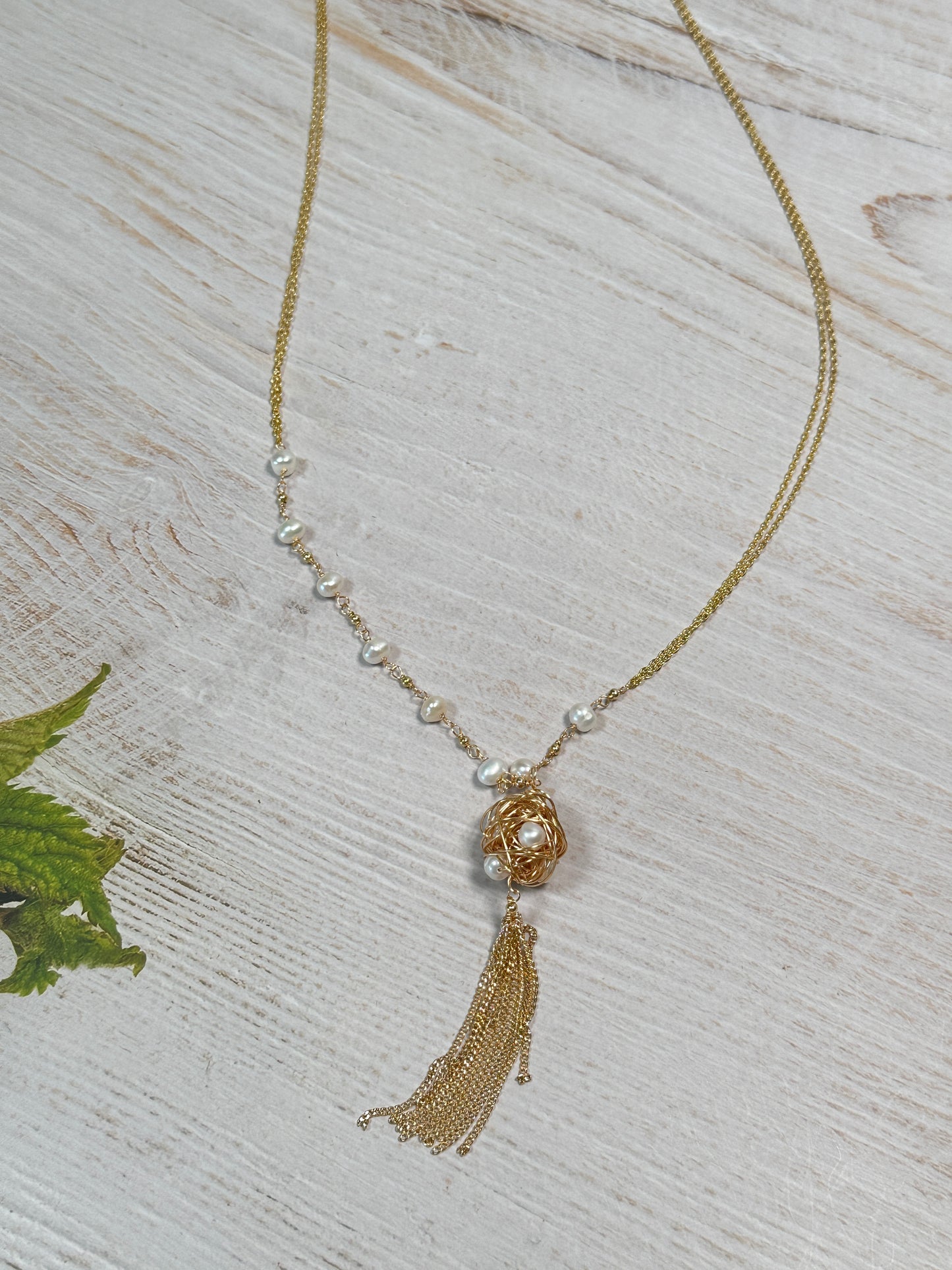 Long Sweater Pendant with Pearl