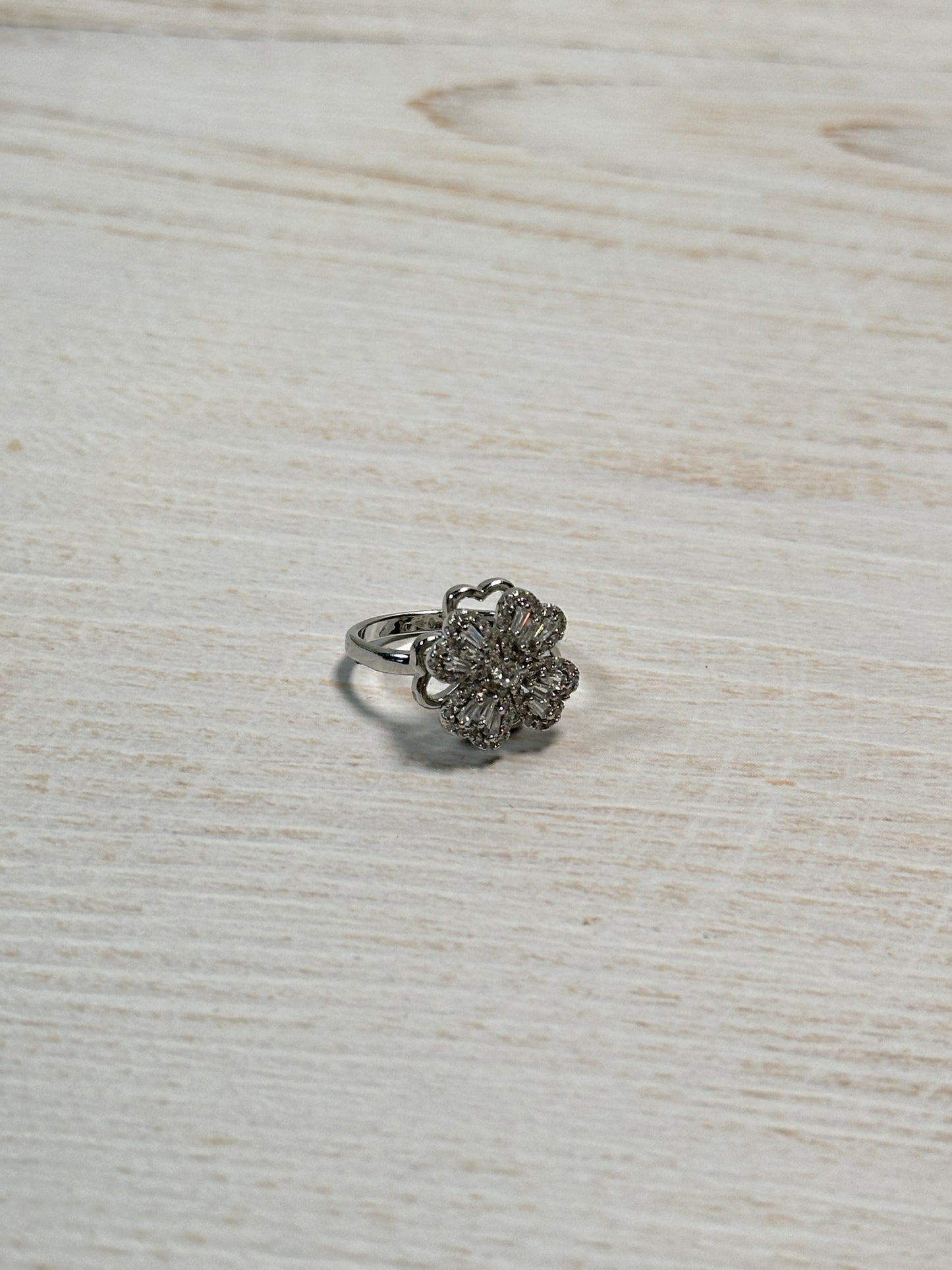 Spinning Flower Adjustable Ring in Silver Color