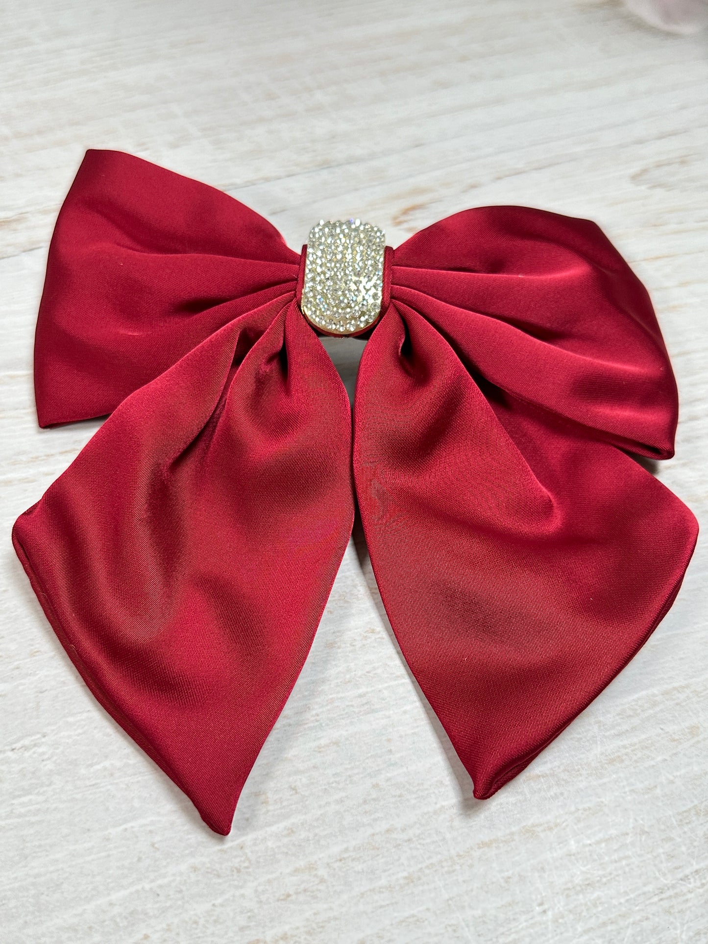 Elegant Crystal Satin Bow Clip