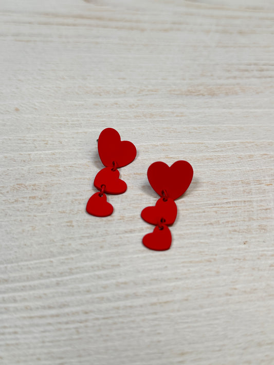 Women Red Heart Earrings