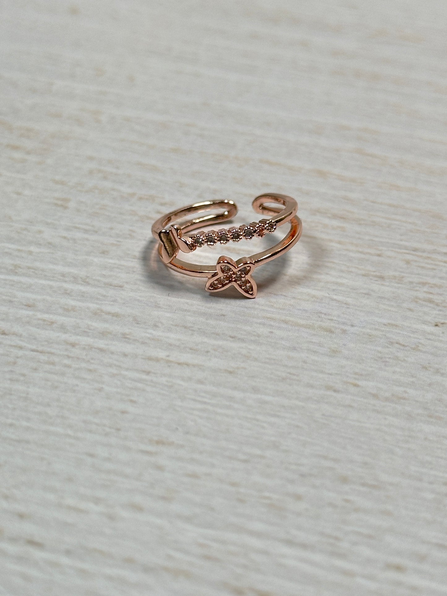 Little Butterfly Open Ring in Rose Gold Color