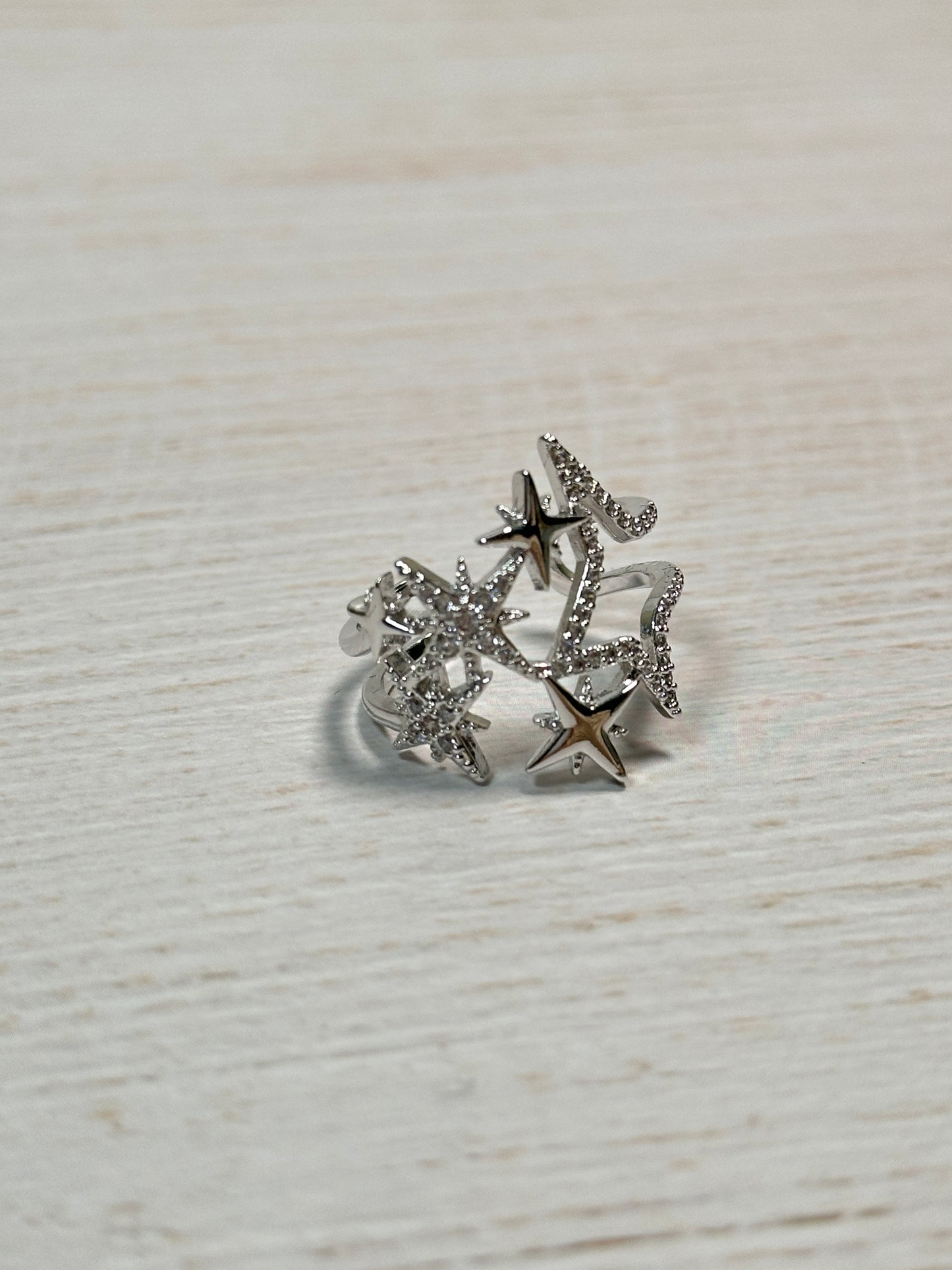 Cubic Zirconia Star Adjustable Ring