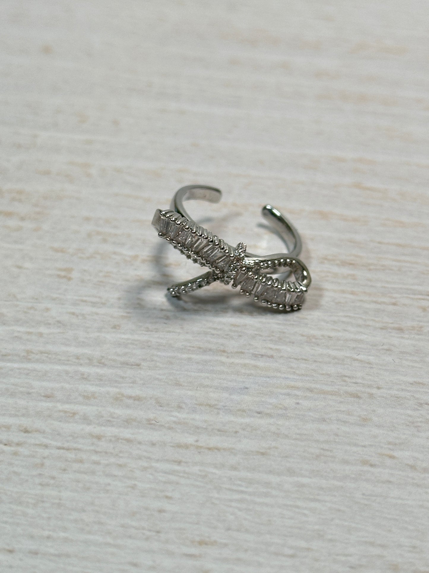 Cubic Zirconia Bow Adjustable Ring