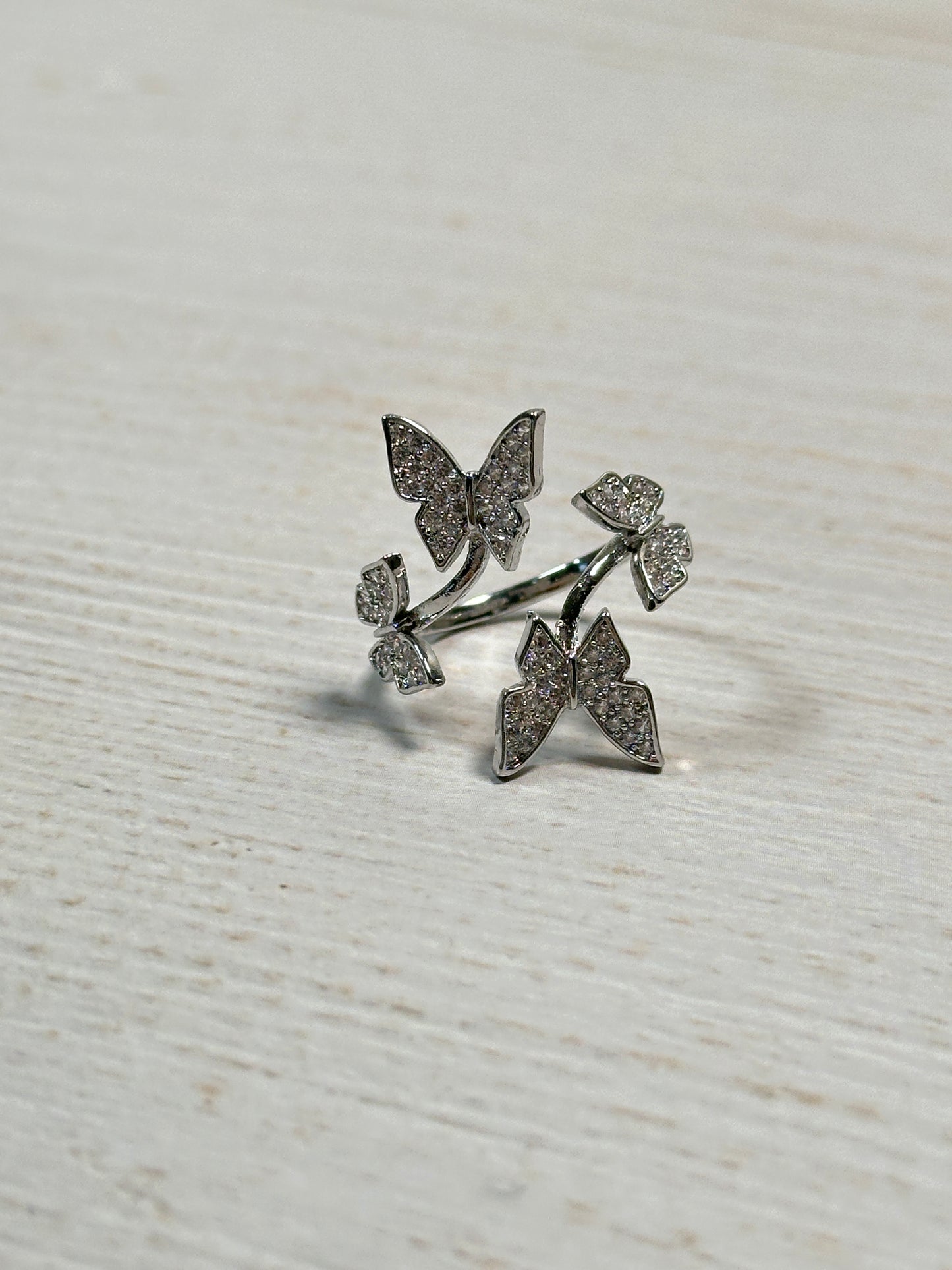 Butterfly Cubic Zirconia Adjustable Ring