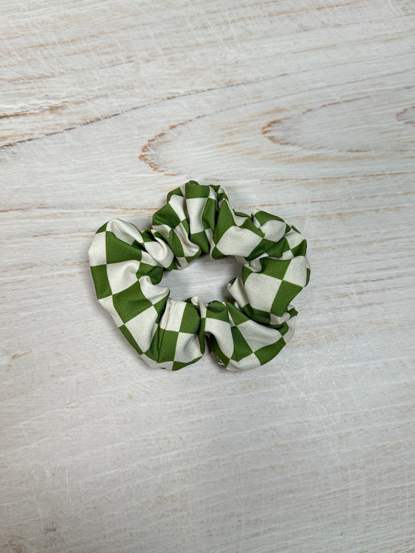 Hair Tie Satin Green Plaid