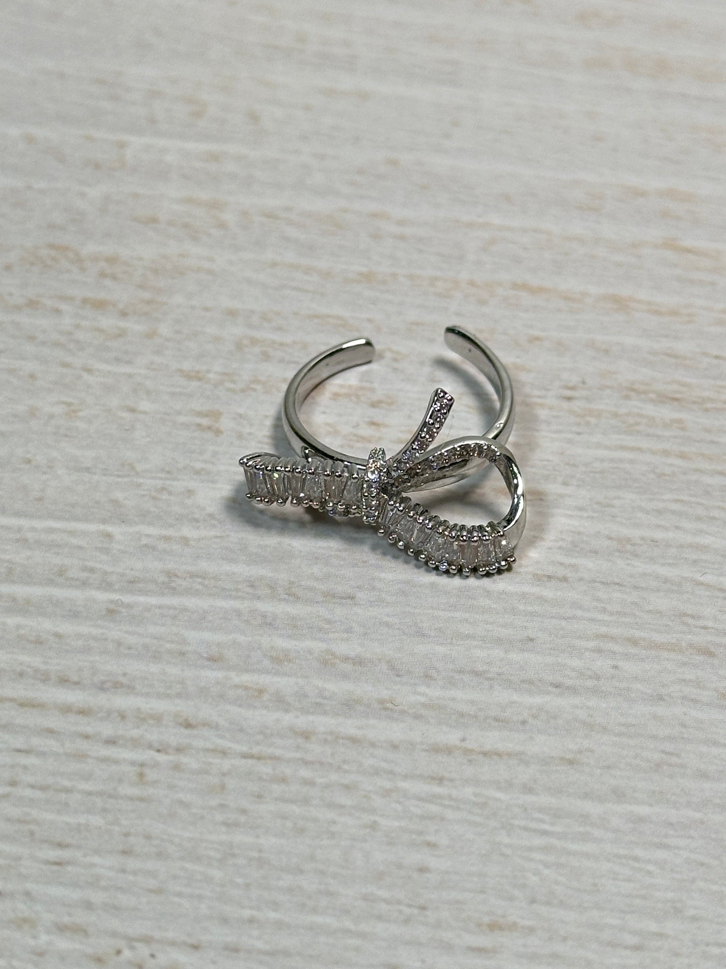 Cubic Zirconia Bow Adjustable Ring