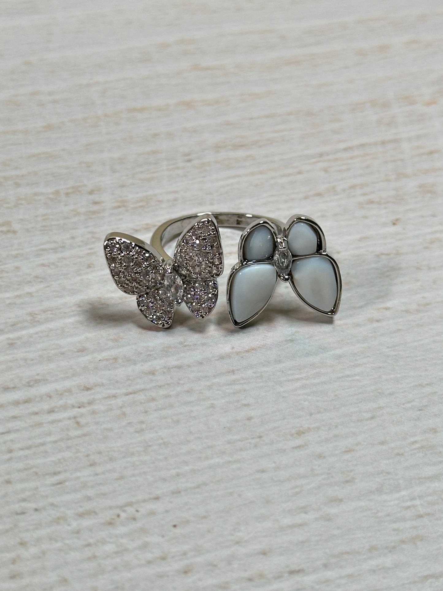 Butterfly Adjustable Ring, Silver